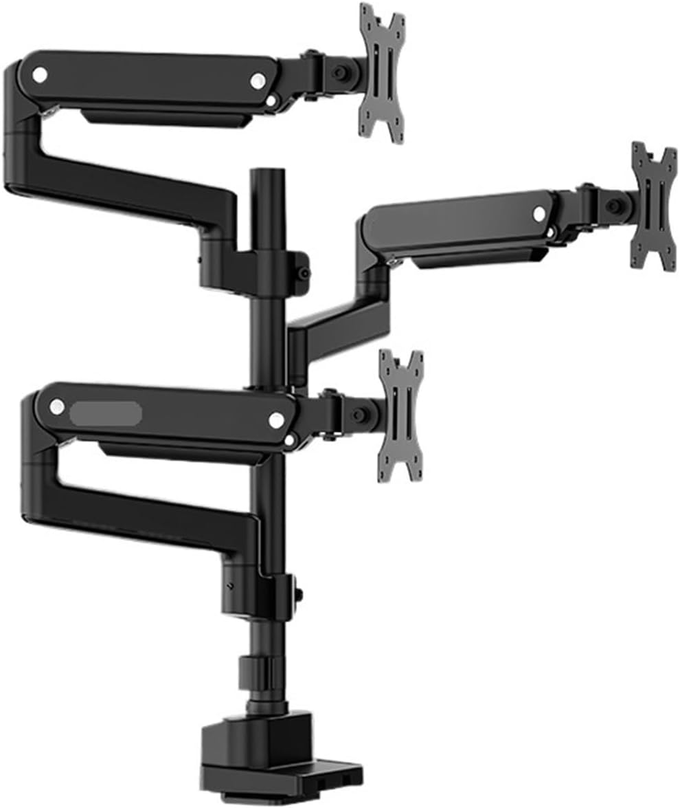 T8-3B Cantilever Desktop Monitor Stand (Three Screens, Top and Bottom) - No Drilling Required