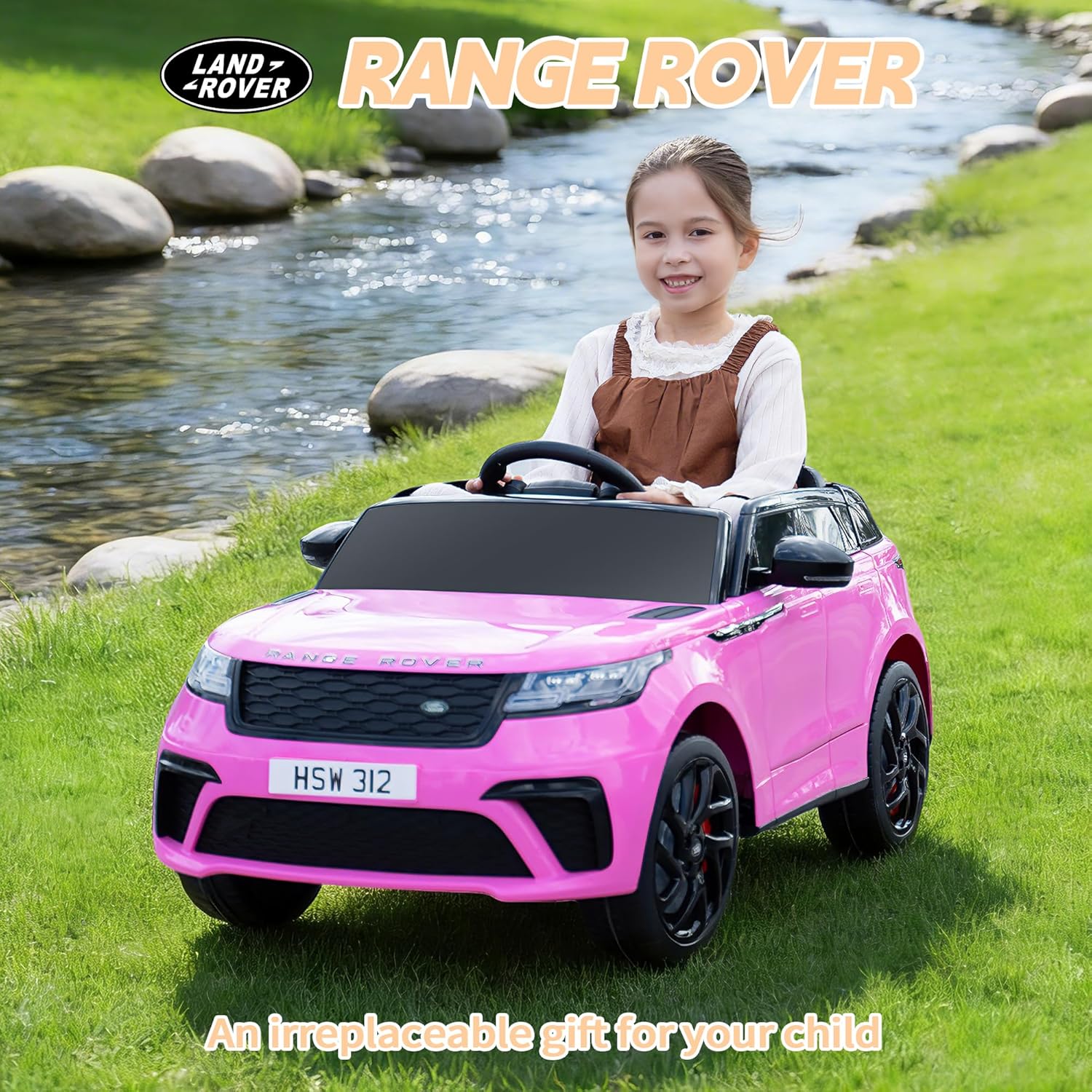 TOBBI Licensed Land Rover VELAR Ride On Toy Car for Toddler,12V 7AH Electric Car for Kids Ages 3-8 to Drive w/Remote Control/Music/Safety Belt,Double Doors