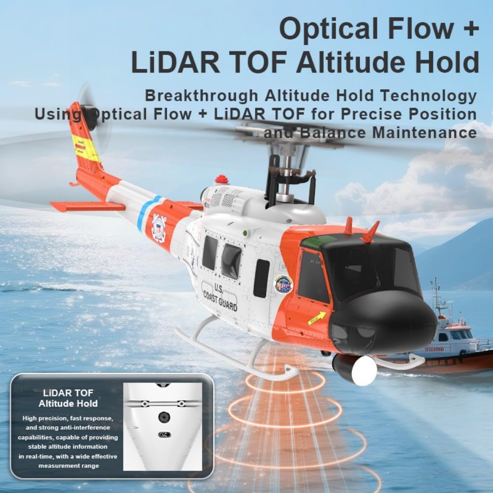 Hanll F07S GPS UH-1 Huey Professional-Grade RC Helicopter – Dual Brushless Motors, GPS & Optical Flow Positioning, Altitude Hold, 8CH HD Display Transmitter, Type-C Charging, for Adults