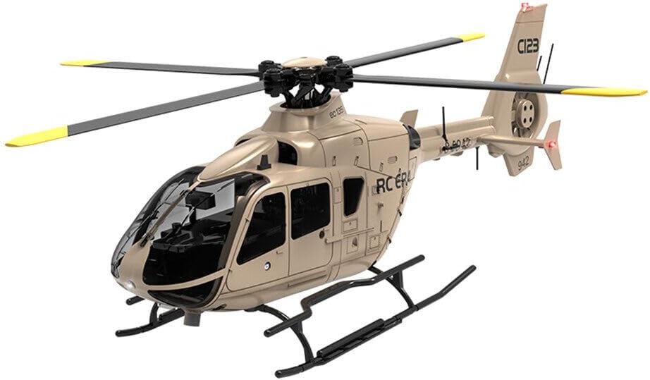 RC Helicopter for Adult, C123 1/36 Scale EC135 Remote Control Helicopter 2.4G 6CH Single-Rotor Gyroscopic Flying Aircraft Brushless Motor Airplane for Beginners -RTF Version