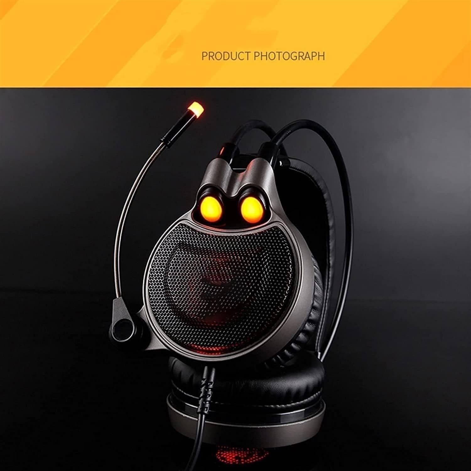 Gaming Headset with Microphone,Head Set Headsets with Surround Sound Stereo, with Noise Canceling Mic & LED Light with Stand Accessories