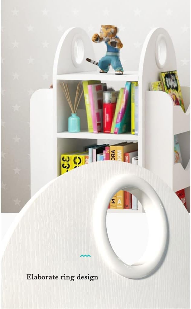 Interesting Bookshelf Small Bookshelf Creative 360° Kids Rotating Bookshelf Solid Wood Eco Board Bookshelves with Ring Handle Design Rack Bookcase Solid and Stable