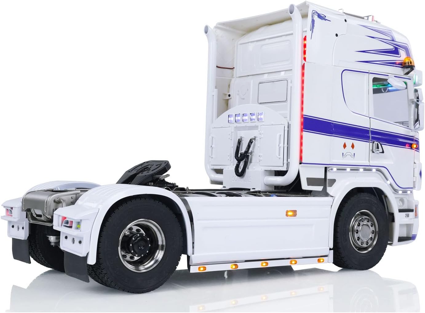 1/14 4x4 RC Tractor Truck RTR Transport Vehicle Metal Chassis R730 Smoke 3-Speed Transmission Differential Lock Axles Light Sound System Hobby Grade Model