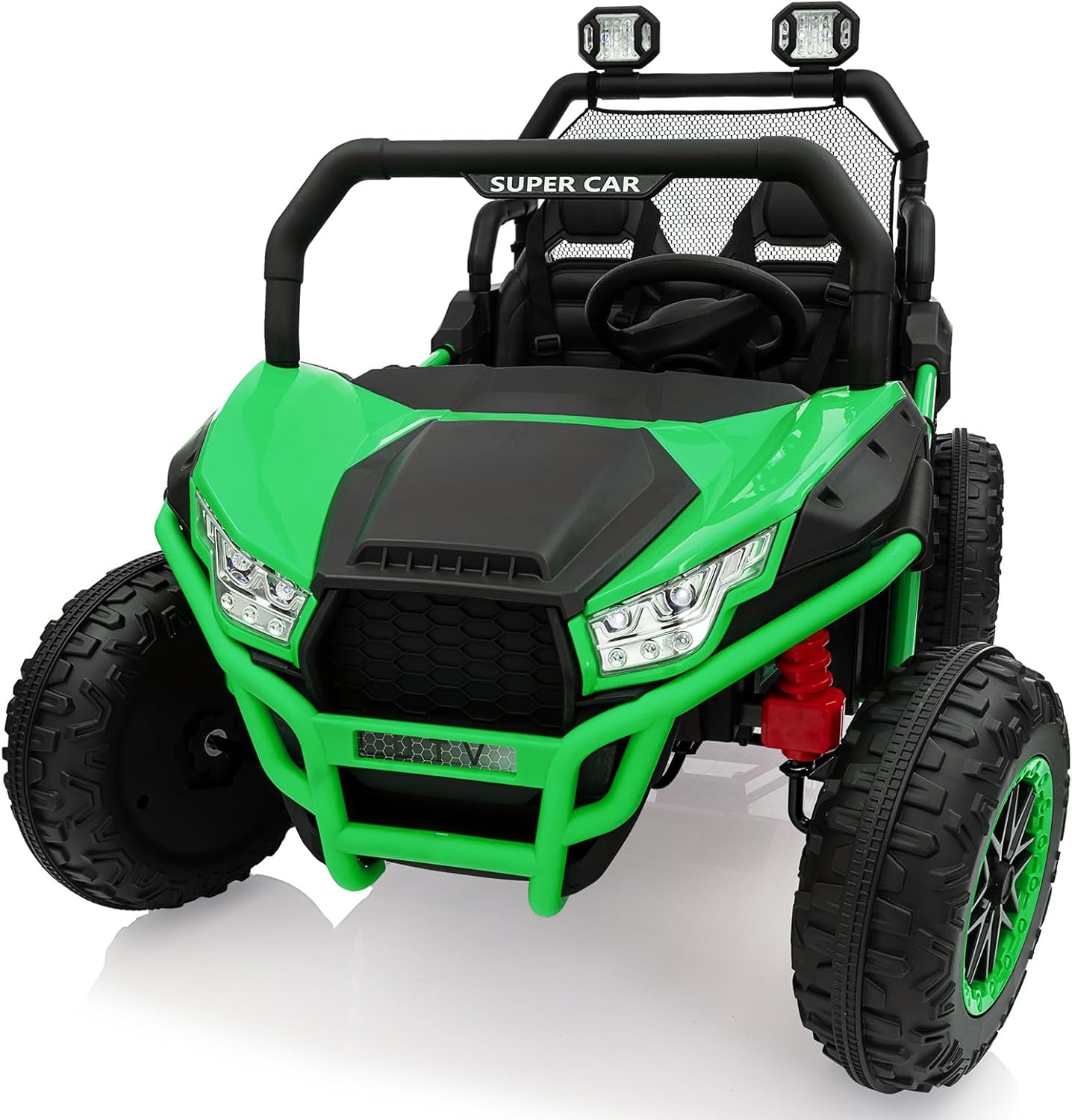 24V Power Wheel for Big Kids 3-8, 2 Seater Electric Car with Parent Remote Control, 400W All-Terrain UTV, Bluetooth Music & LED Lights, Ride on Car Toy for Grass