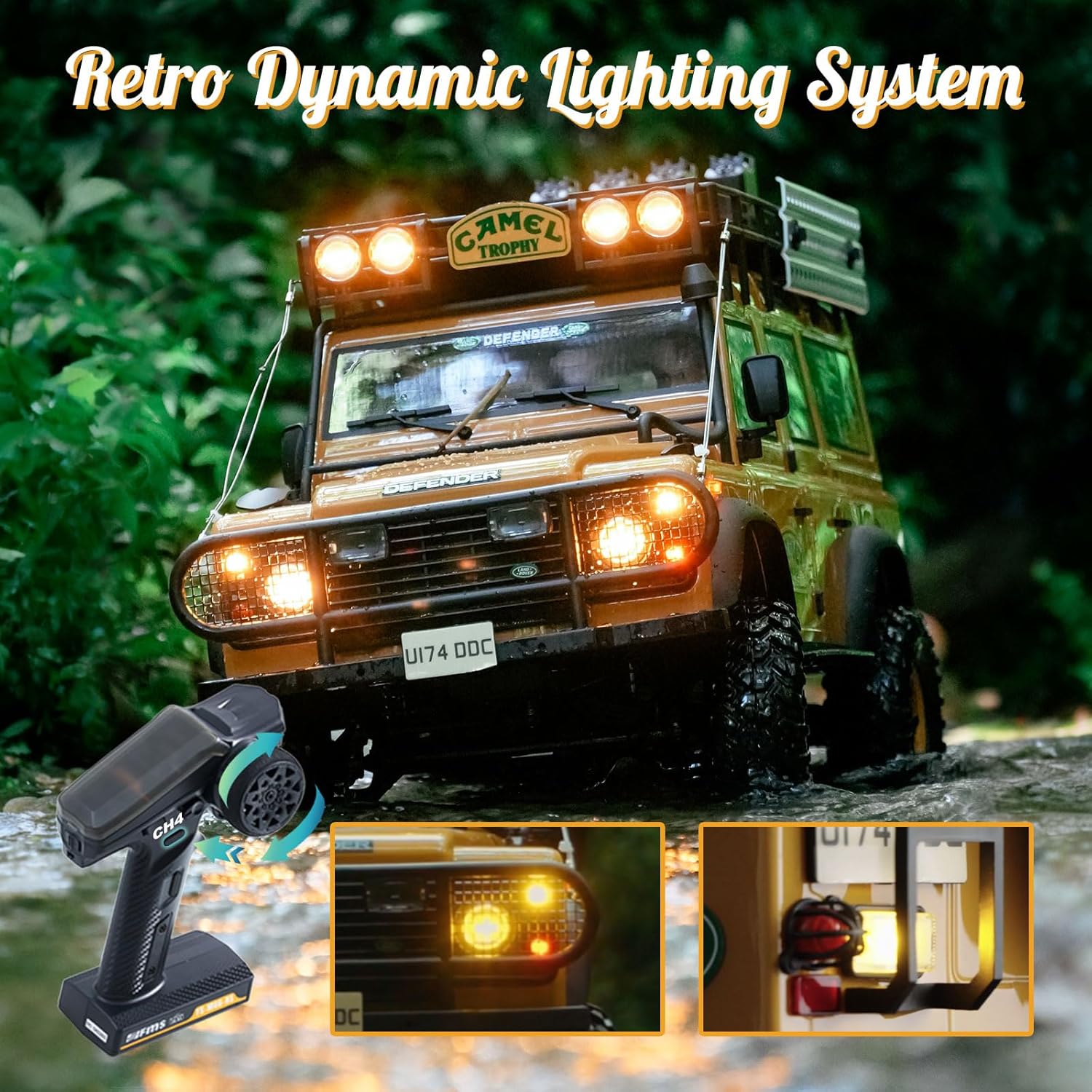 BEEZRC FMS 1/10 FCX10 RC Crawler Officially Authorized Land Rover Series, Camel Trophy Edition RC Model 4WD RC Rock Truck, 2.4Ghz Hobby Grade, RC Off Road Vehicle for Adults RS(Defender 110)