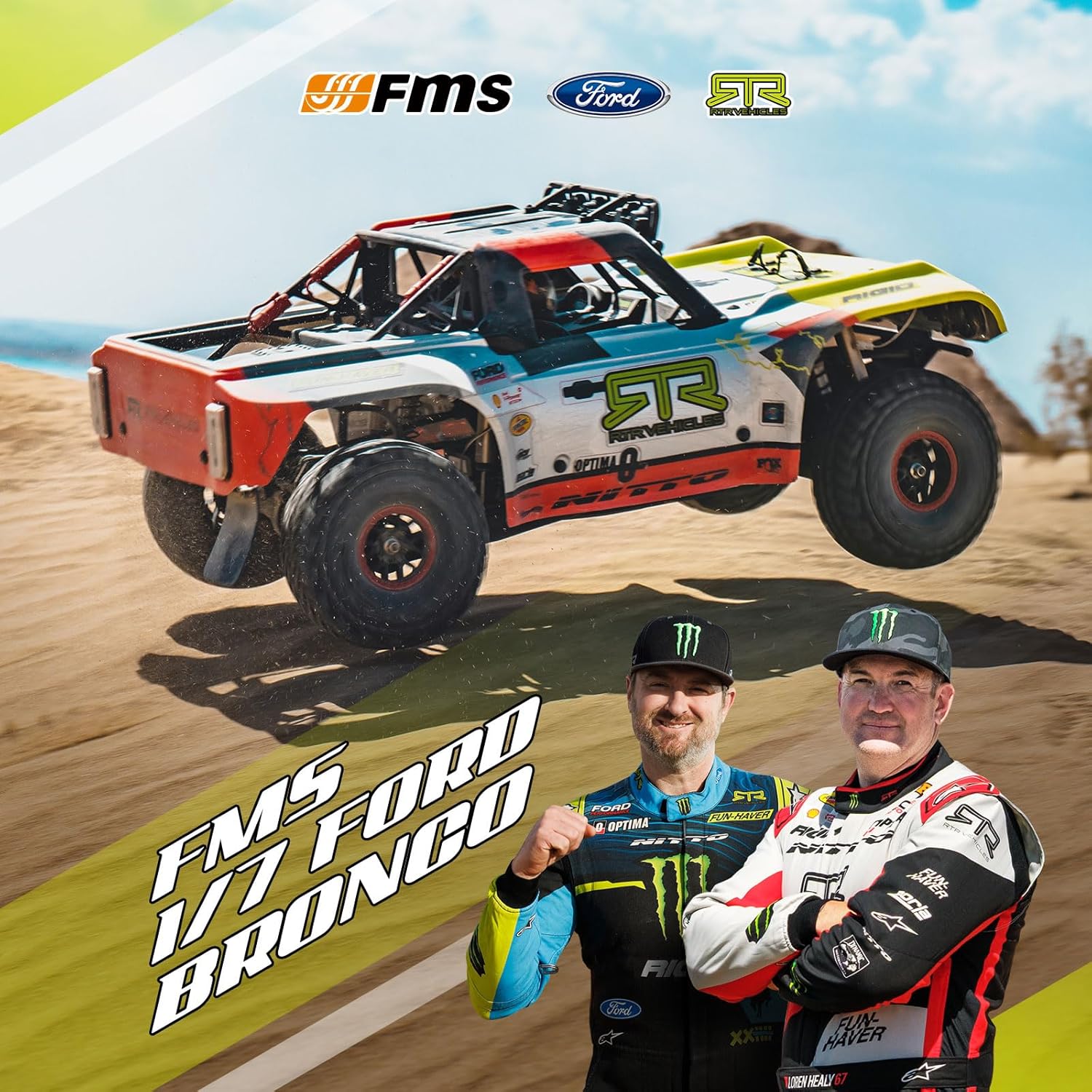 FMS 1/7 Ford Bronco U4 RTR EB RC Truck, Hobby RC Crawler with Brushless Motor & ESC, Remote-Controlled Lighting, Up to 80km/h Speed (2025)