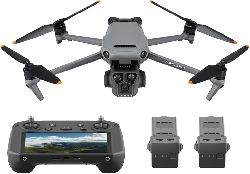 DJI Mavic 3 Pro Fly More Combo with DJI RC Pro (High-Bright Screen), 4/3 CMOS Hasselblad Camera, 3 Intelligent Flight Batteries, Charging Hub, FAA Remote ID Compliant, 4K Camera Drone for Adults