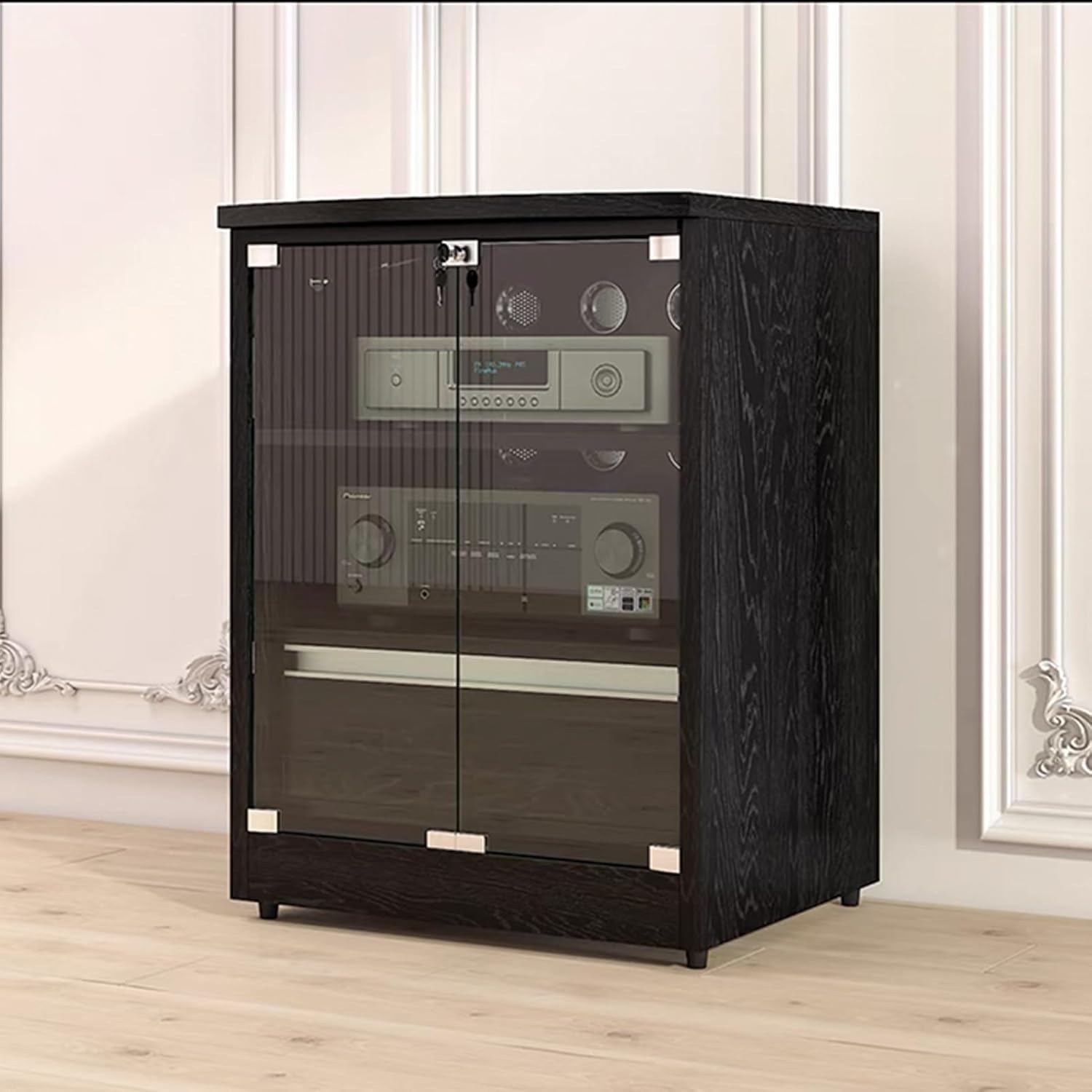 GUAWJRZDP 2/3-Tier Stereo Cabinet with Adjustable Shelves
