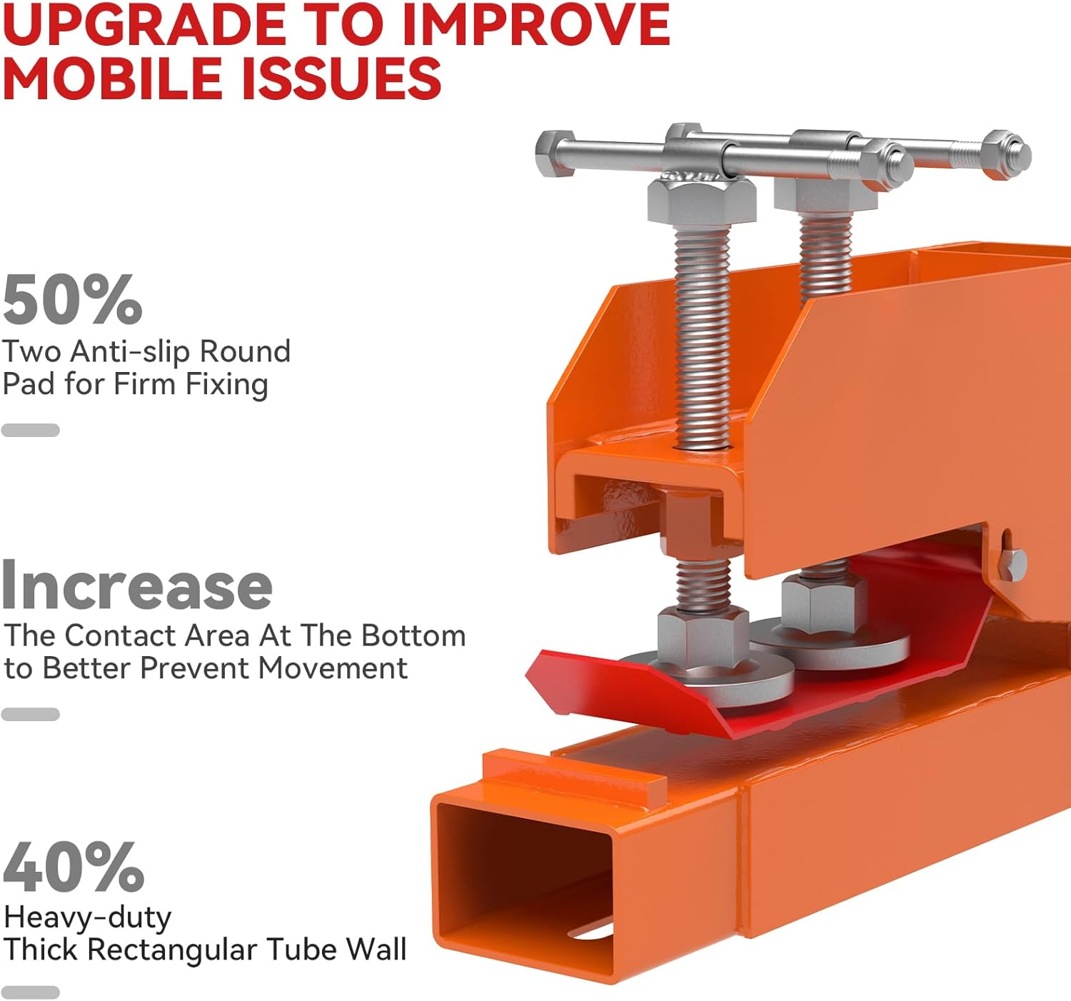 New Upgraded Clamp on Pallet Forks with Twin Round Pad Screw, Orange 60