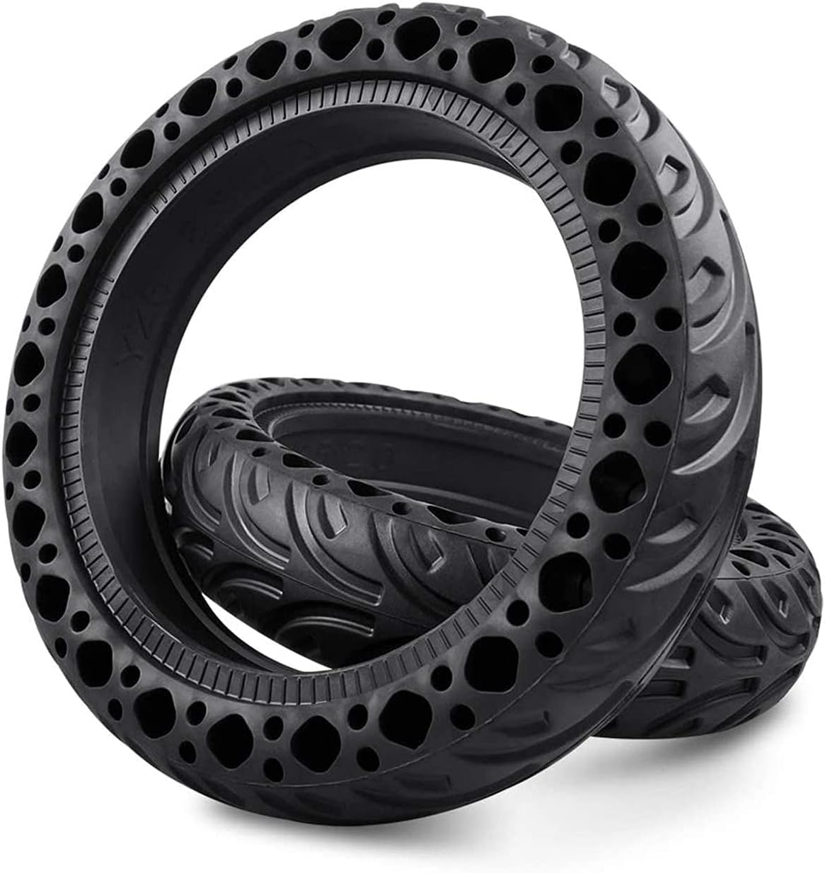 Scooter Replacement Tires Colored Solid Honeycomb Tyres for M365/Pro 8.5 Inch Solid Tire Electric Scooter Front/Rear Wheel Non-Slip Anti Puncture Tire Aessories, 2pcs, Black (Red 1pc)