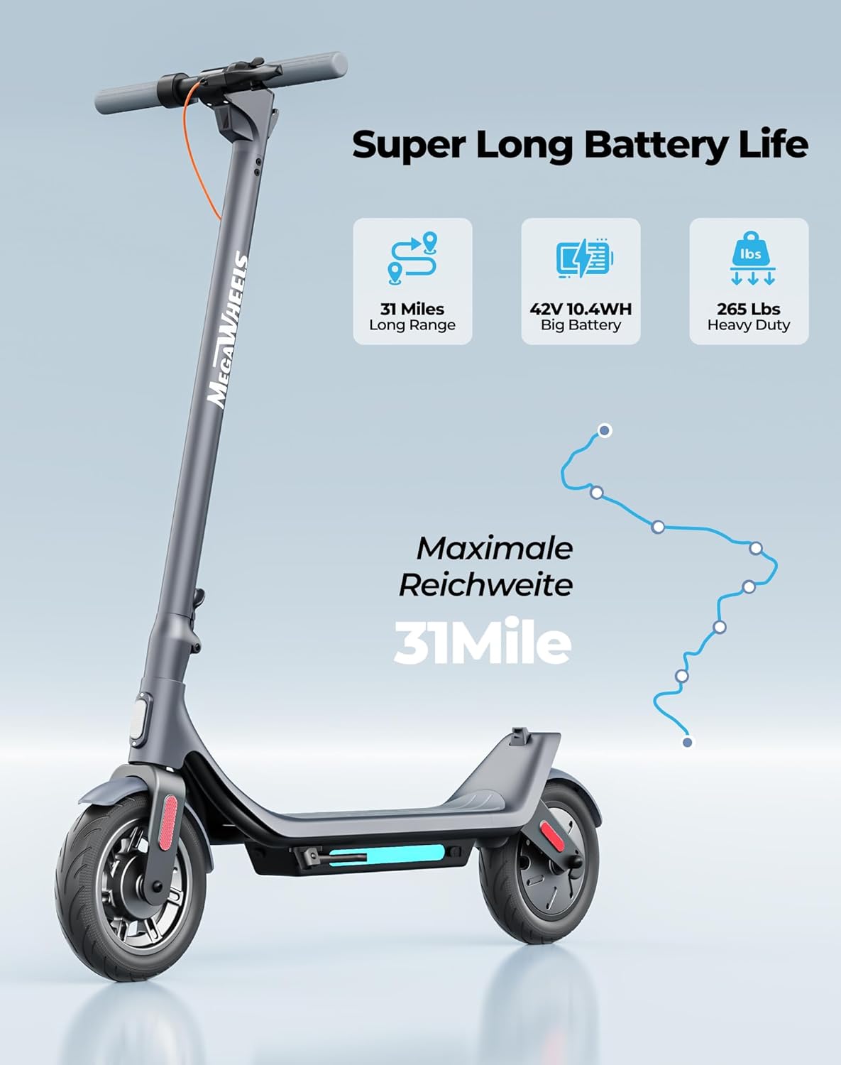 Electric Scooter, Electric Scooter Adults 500W,31 Miles Long Range,10in Tubeless Tires, 15.5mph E Scooter with Smart APP Control for Commuting, Outdoor, Short Travel Gift