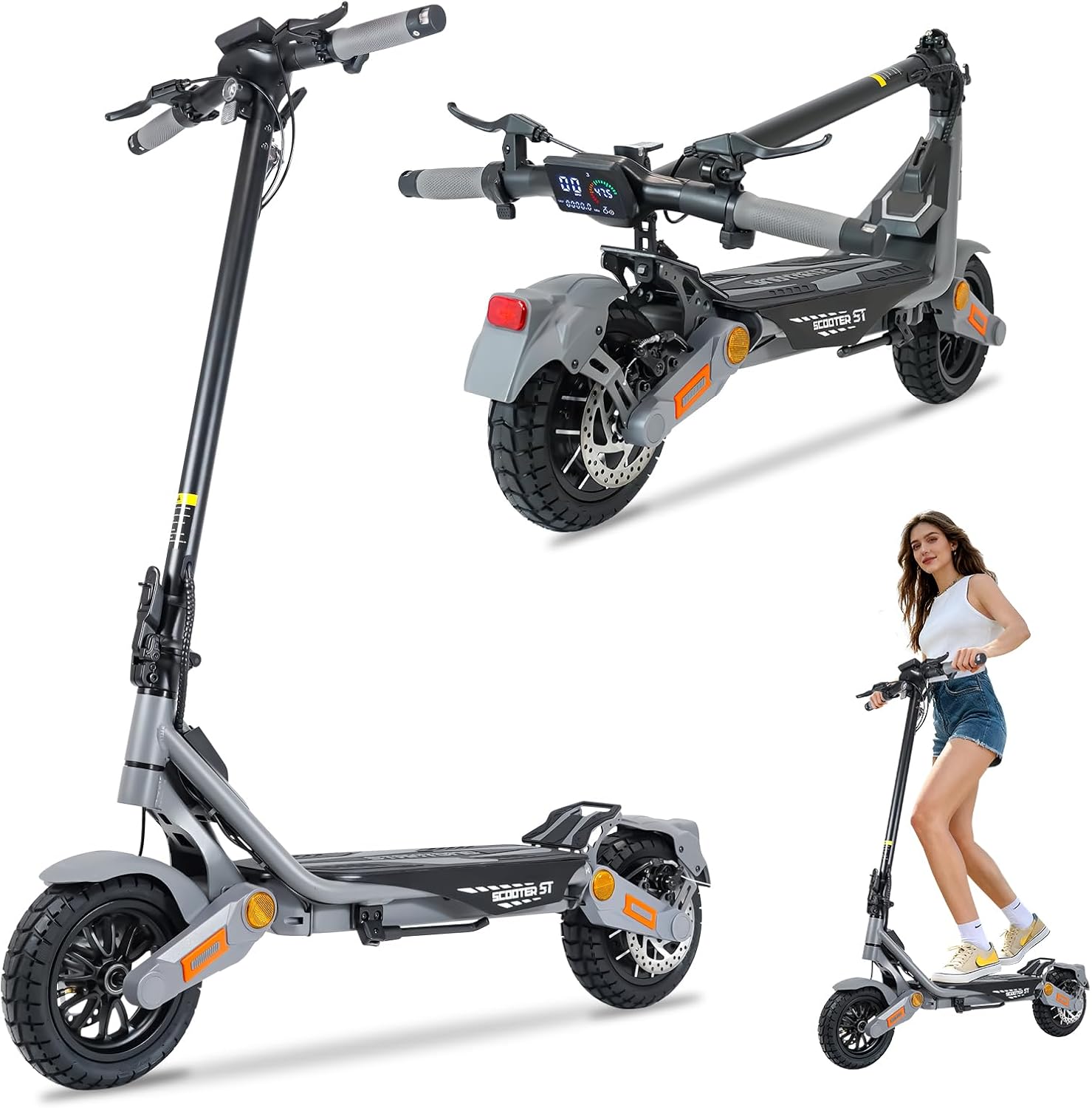 Electric Scooter for Adults, 1200/1600/5000/5600W Dual Motor Fast E Scooter, Up to 35-50 MPH Top Speed & 35-52 Miles Long Range, Dual Brake, Off-Road Tires, Foldable Scooter(UL Certificated)