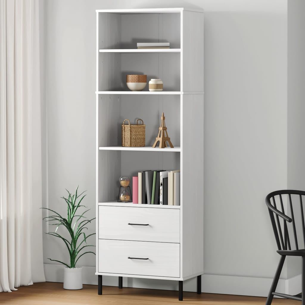 VRAXO Bookcase with 2 Drawers White 23.6