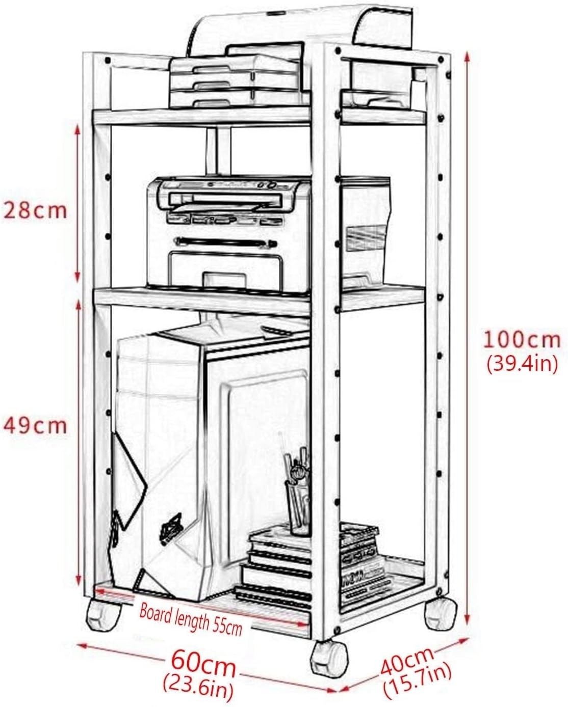 YLQFGUVWK AV Media Cabinet Stand Component Cabinet Adjustable Open Storage Rack Stereo Rack