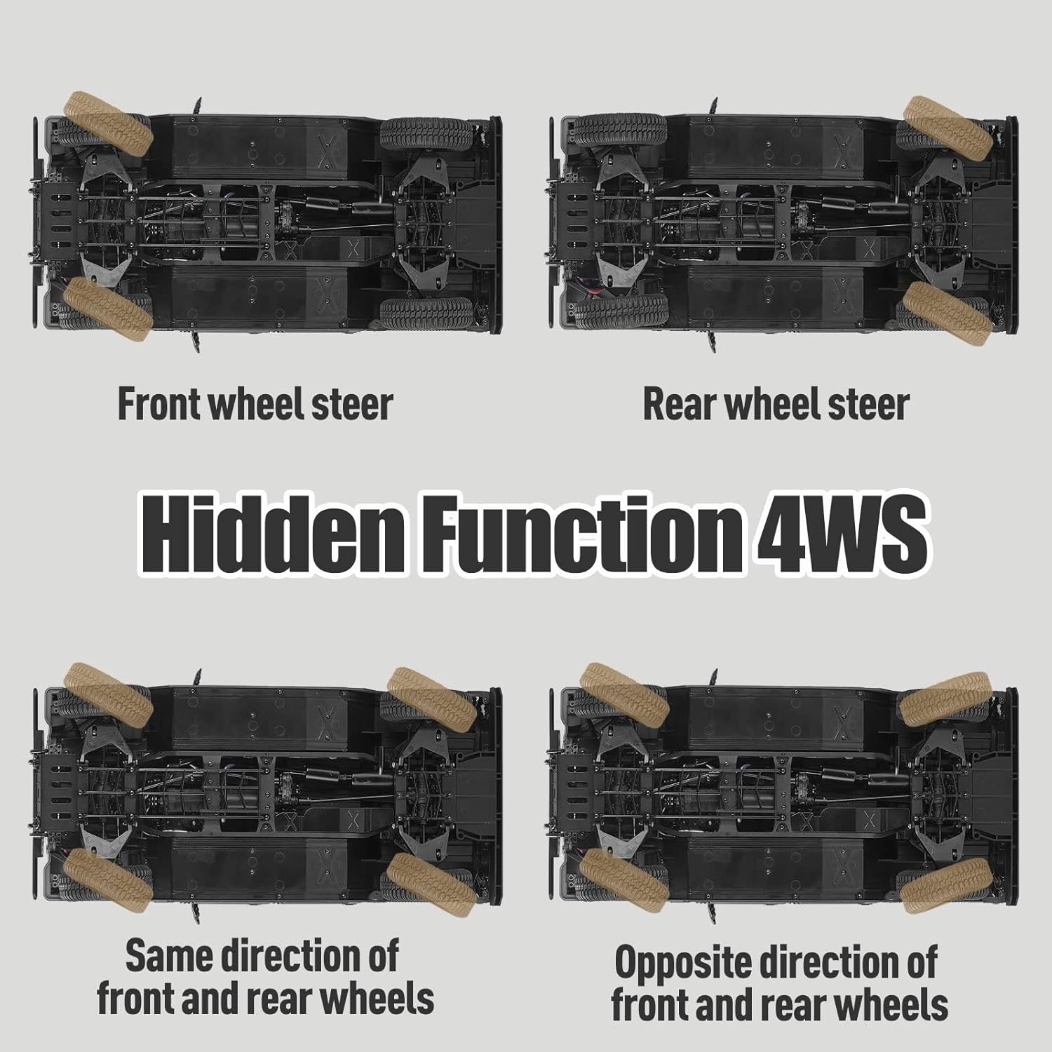 FMS 1/12 HMMWV H1 RC Crawler, 2/4WD Switch Off-Road RC Model Car, Remote Control Cars with 2 Speed Transmission, 20pcs LED Lights for Adults, RS (Yellow)