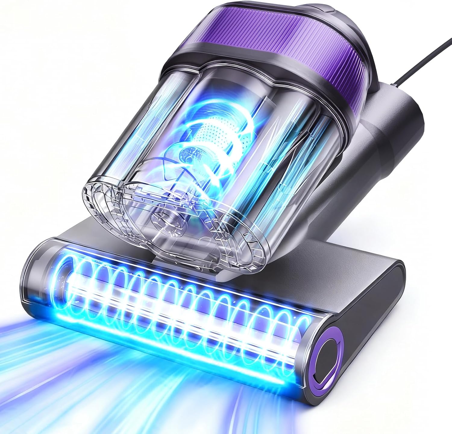 LED Display Mattress Vacuum Cleaner, 18Kpa Bed Vacuum Cleaner with 253.7nm UV-C Light, HEPA Filter & Ultrasoni, 149℉ Heat, Triple-Cup Versatile Handheld Vacuums for Bed Sofa Carpets Pet Hair Fine Dust