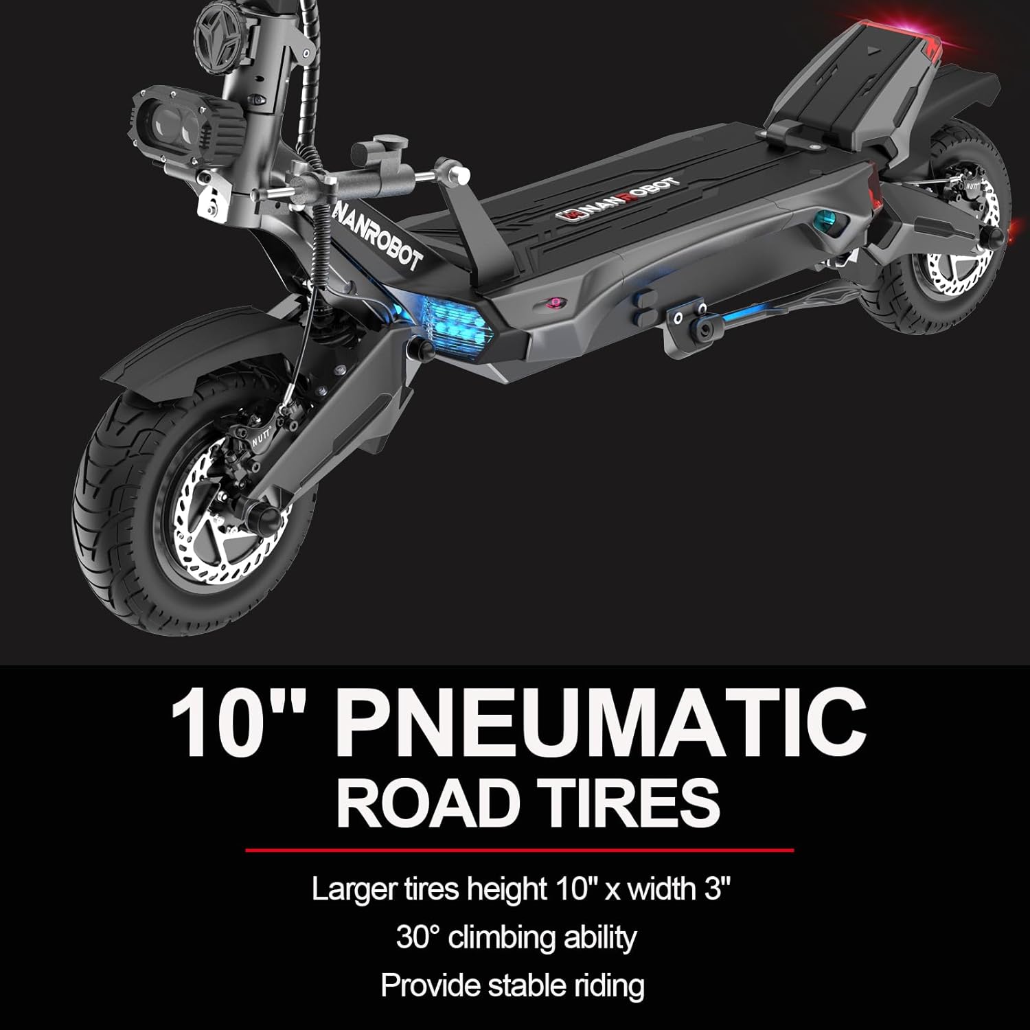 NANROBOT Electric Scooter Adults 50mph 3000W Dual Motor Fast E Scooter 80Miles Off Road Scooter Electric for Adults Foldable Kick Sports Scooter 10