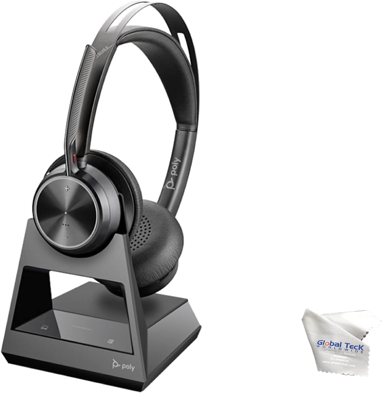Poly Voyager Focus 2 UC Office Wireless Headset, One Device Connects Everything including Deskphone, PC and Smartphone - Works with Video Teams Meetings, Zoom, Easy Muting of Phone Calls, GTW Cloth