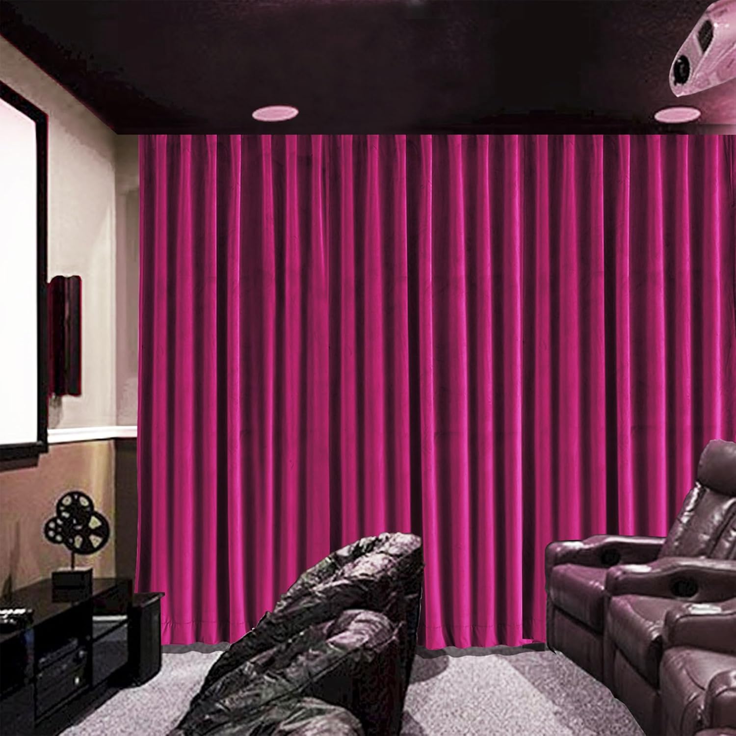 cololeaf Home Theater Velvet Curtains Soft Velvet Drapes Light Blocking Sound Dampening Panels for Master Bedroom Concert Stage Hall Club Backdrops - Burgundy Red 200W x 96L inch (1 Panel)