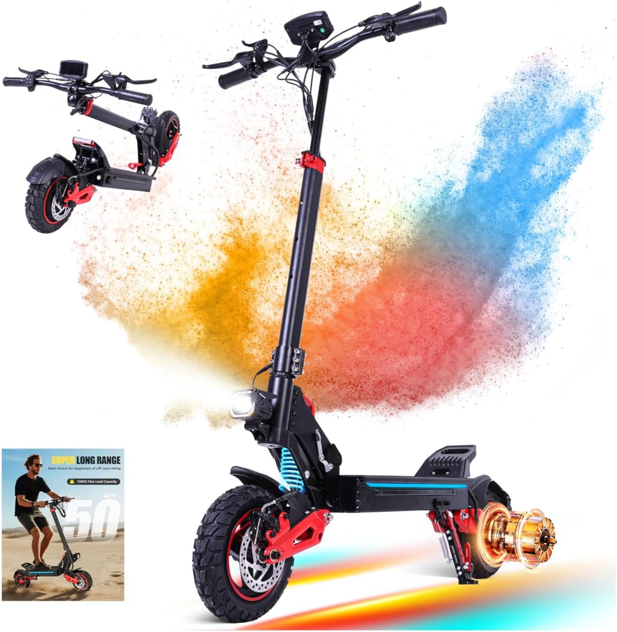 Electric Scooter for Adults 1600W Peak Motor, 31 Max MPH Fast Scooters, 28-31 Mile Long-Range, 48V/18Ah Battery, 11