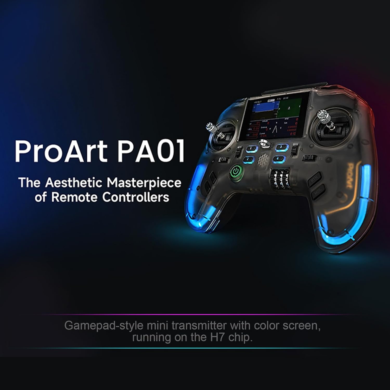 Flysky Open Source Remote Controller, 2.4GHz RC Radio Transmitter with 2.4 inch IPS Screen, Gyro, Retractable Antenna, Programmable Transmitter for RC Car Boat Aircraft Robot