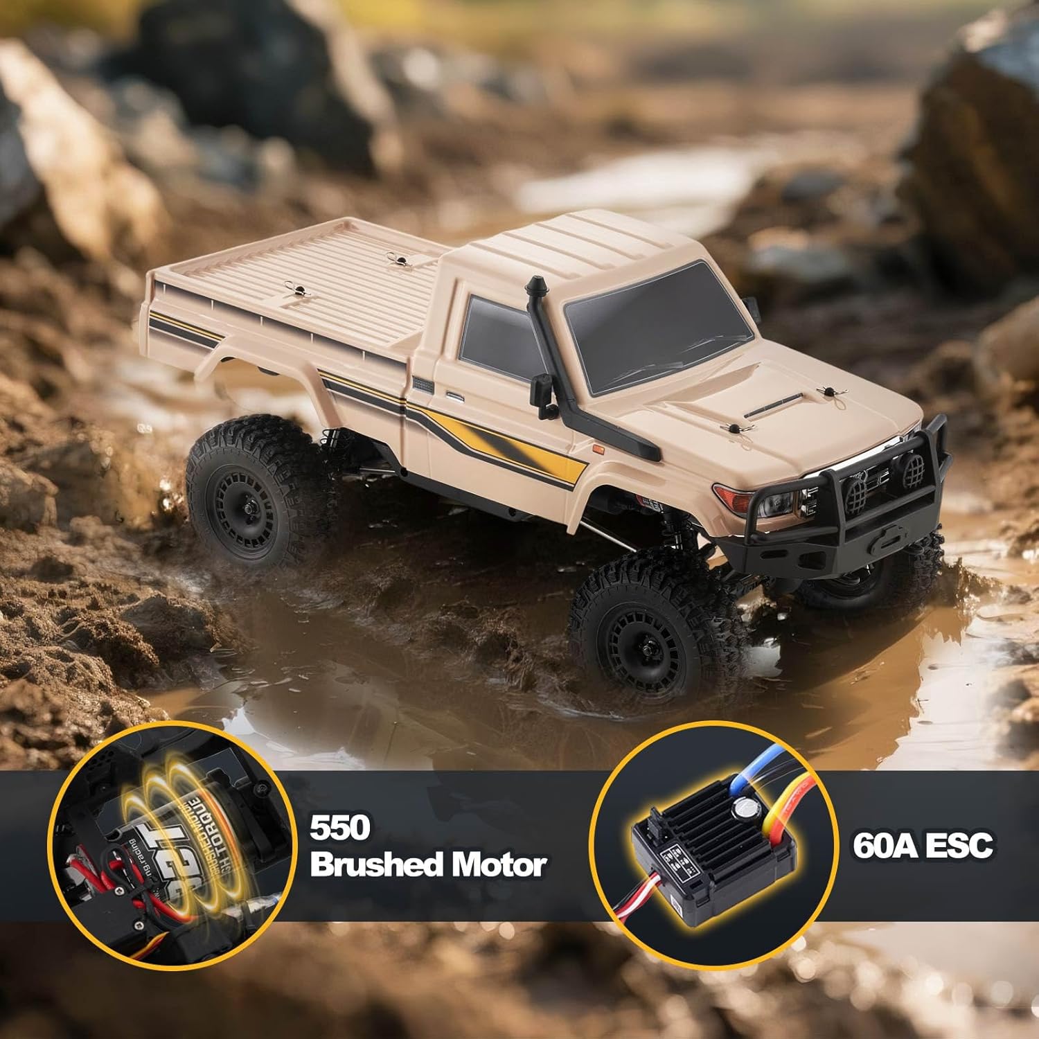 BEEZRC YKHOBBY 1/10 YK41011 Simulation LC79 RC Crawler,4WD Off Road RC Rock Truck, Manual Differential Lock, Brushed RC Climbing Car, Remote Control Car for Adults for Beginner-Friendly RTR Grey