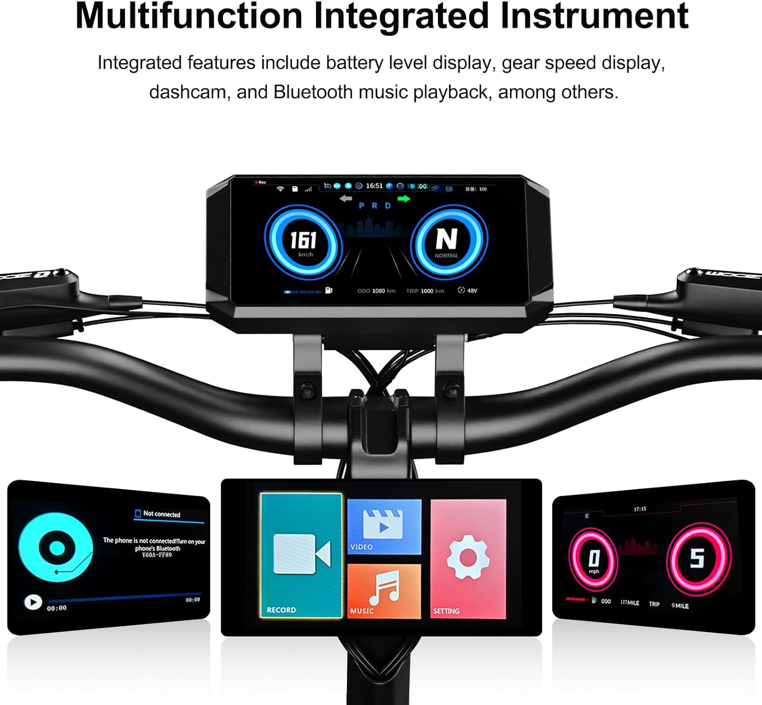 3-Wheel Electric Scooter for Adults, Dual 12“ Front/ 10” Rear Pneumatic Tires-Reverse Trike Design, All-Terrain 48V 1500W Motor, 47-Mile Range, 25 MPH, Hydraulic Brakes & Rear Suspension