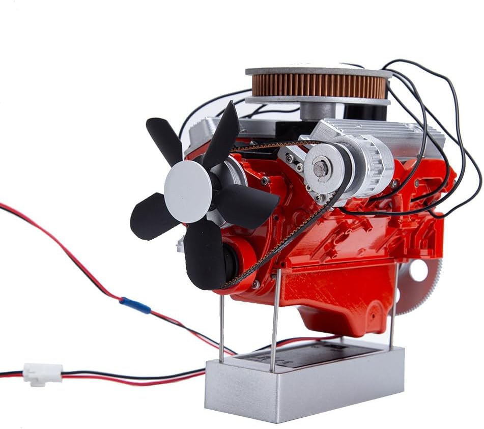 V8 Engine Kit That Runs, ENJOMOR 1/6 Scale 3D Printed Simulated Electric V8 Internal Combustion Engine Model Kit