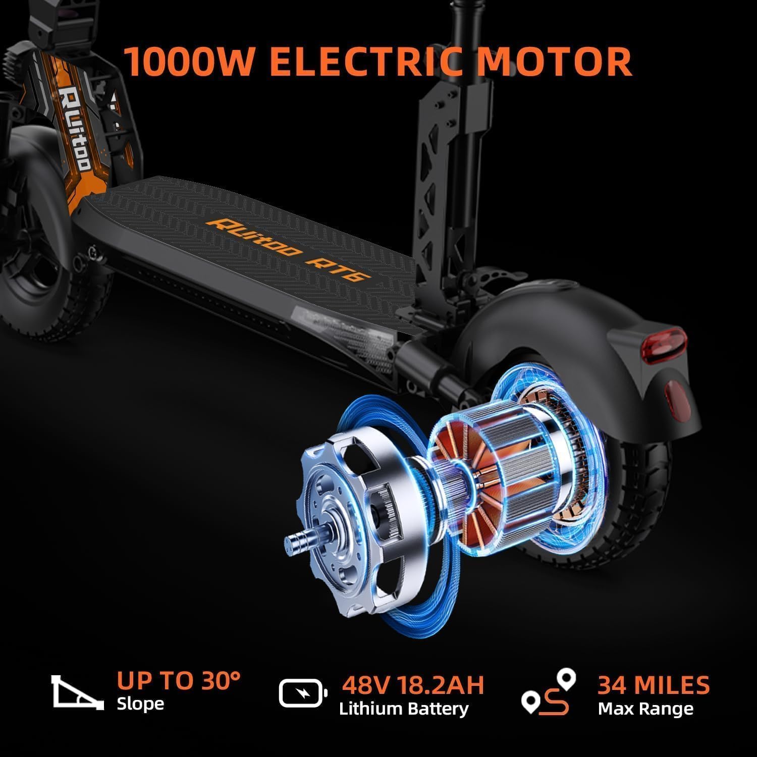 Electric Scooter, 1000W/ 1200W/ 1600W/ 3200W Brushless Motor, 28-40Mph, 31-45 Miles Range, E-Scooter with Seat for Adults