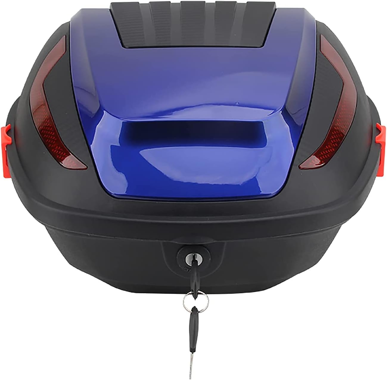 Universal Motorcycle Tour Tail Box Scooter Trunk Luggage Top Lock Storage Carrier Case w/Soft backrest and Mounting Hardware - Helmet Storage Box (Color : Red) (Blue)