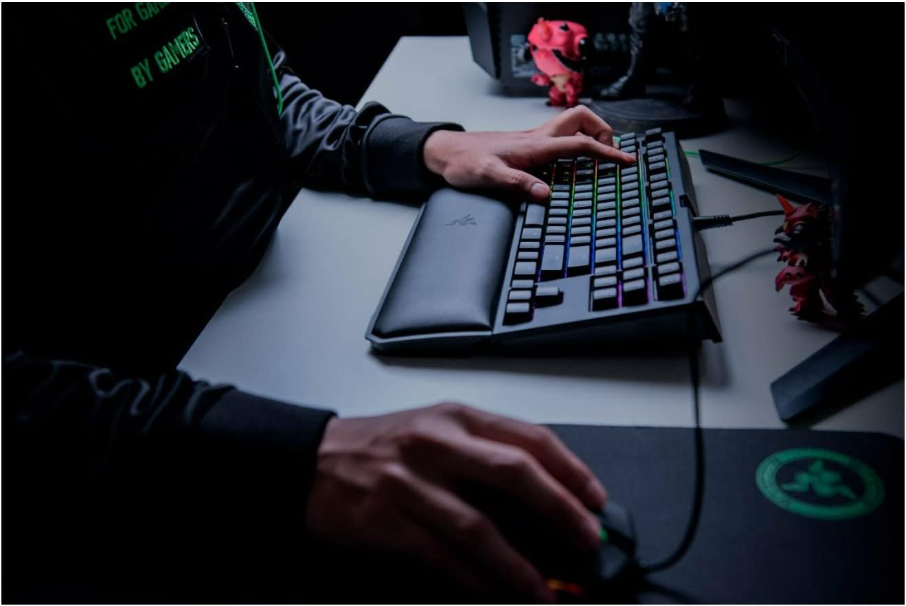 Razer BlackWidow TE Chroma v2 TKL Tenkeyless Mechanical Gaming Keyboard: Orange Key Switches, Tactile & Silent, Chroma RGB Lighting, Magnetic Wrist Rest, Programmable Macros, Classic Black