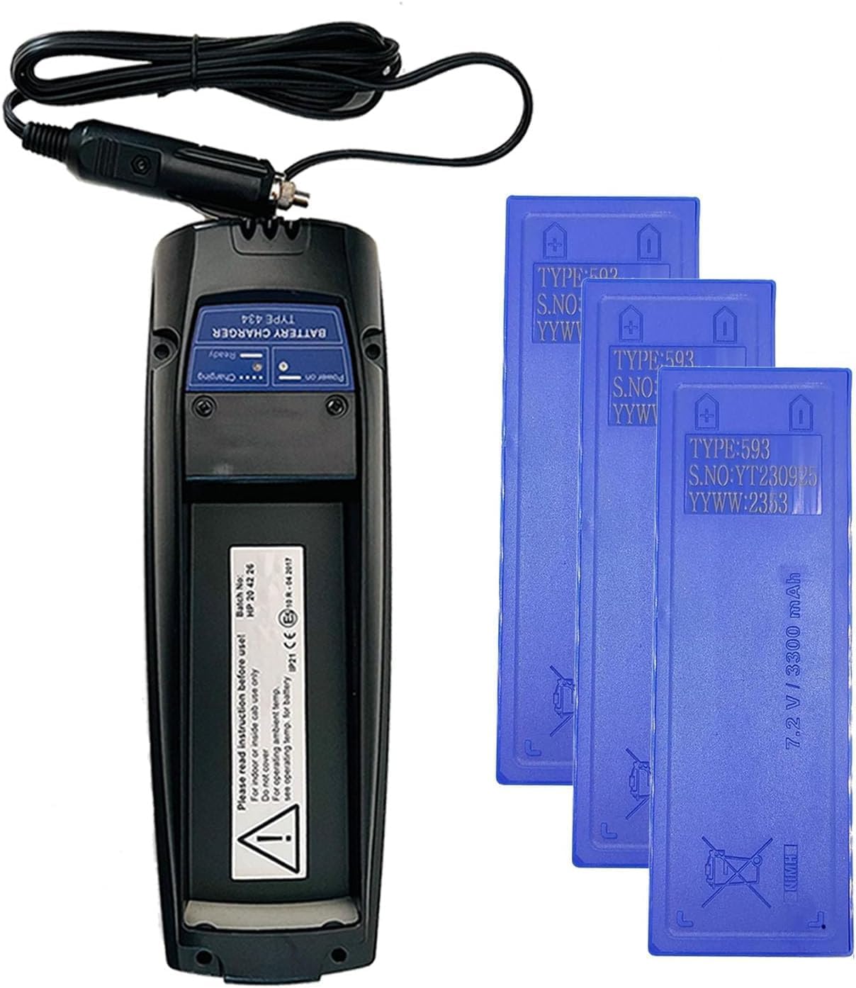 [1PCS Charger+3PCS 593 Battery] 10-24V Scanreco 593 Battery Charger for SCANRECO 593 592 590 960 RC400 Battery, Scanreco 434 batery Charger