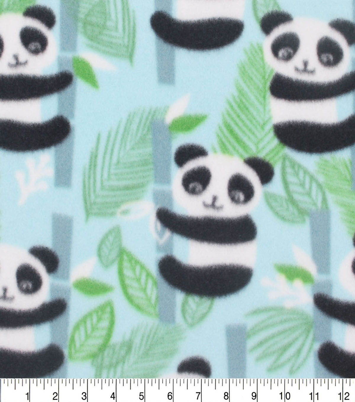 Blizzard Fleece Fabric Panda Aqua