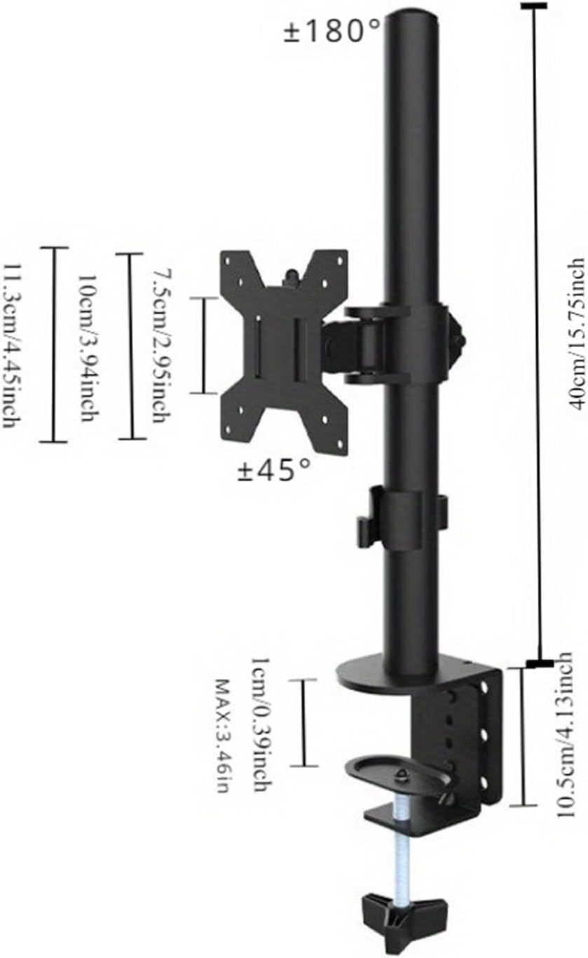 Monitor Stand Suitable for Most 12-27 inch Computers, Most LCD LED Monitor Stands, Adjustable Height and Angle, Single Desk Mount