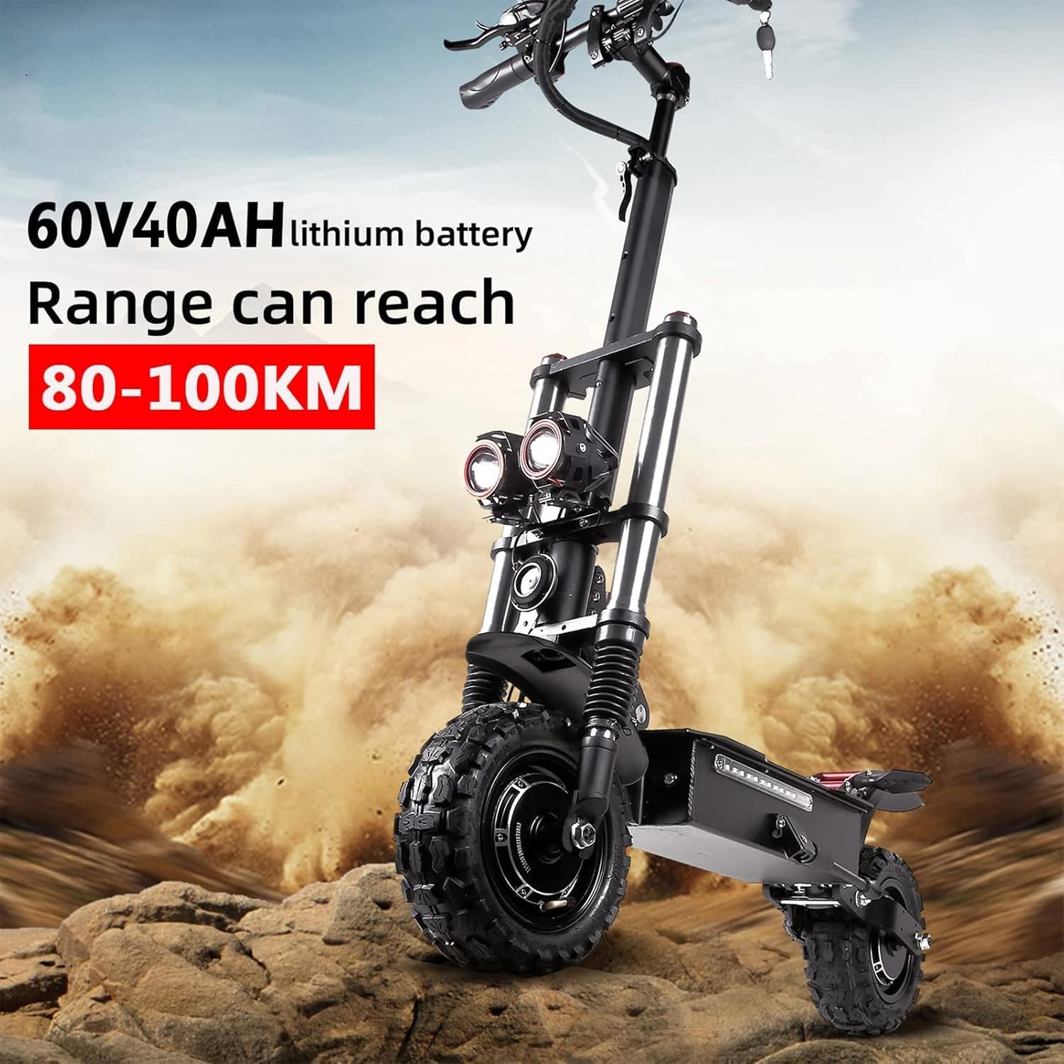 S3-11 Fast Scooter Electric for Adults with Seat Top Speed 50 mph Foldable Off-Road Pro E Scooter 6000W Dual Motor 11in Off Road Vacuum Tire 60V 33Ah Lithium Battery Max Range 55 Mile