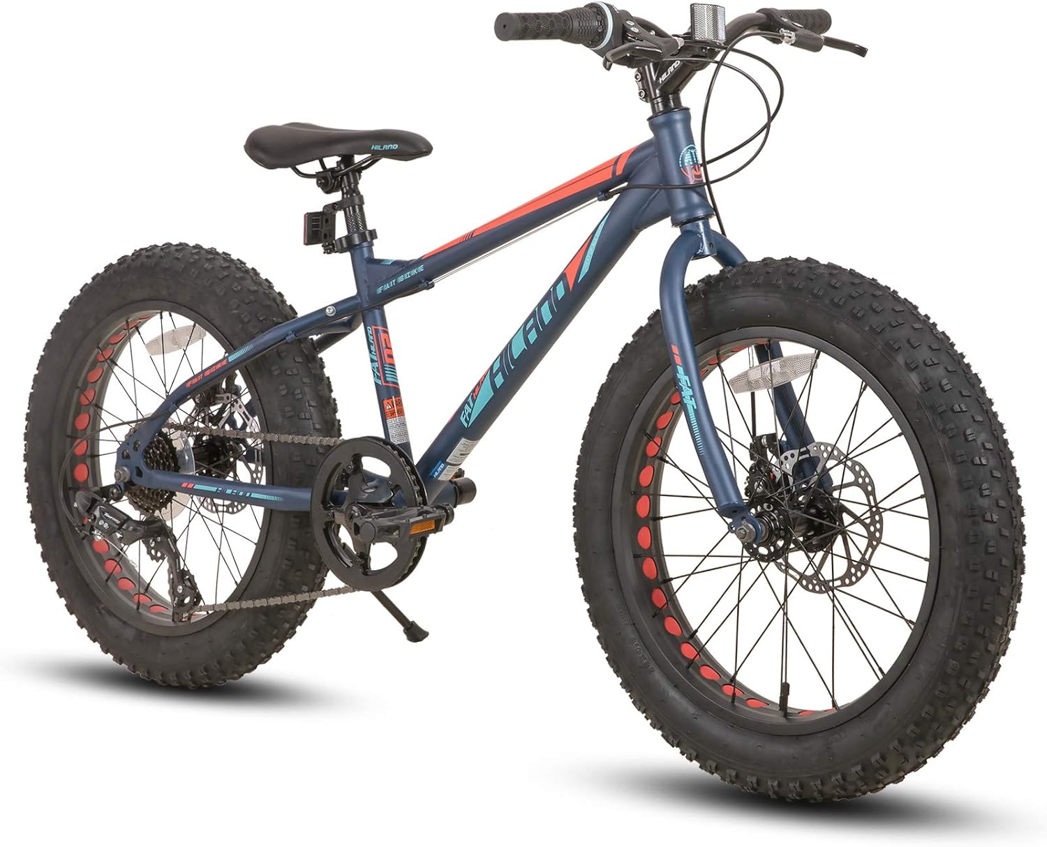 Hiland 20 Inch Kids' Bicycles Fat Tire Mountain Bike for Boys and Girls Age 5 + Years, Shimano 7-Speed, Dual-Disc Brake,Kids Beach and Snow Bicycle