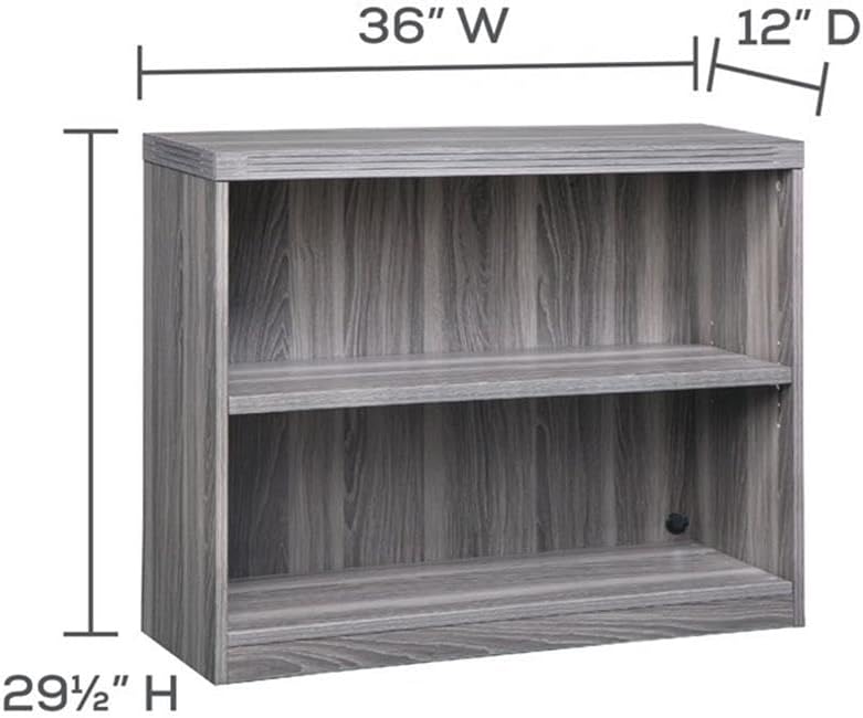 Safco Mayline AB2S36LGS Aberdeen Bookcase, 2 Shelf, Gray Steel Tf