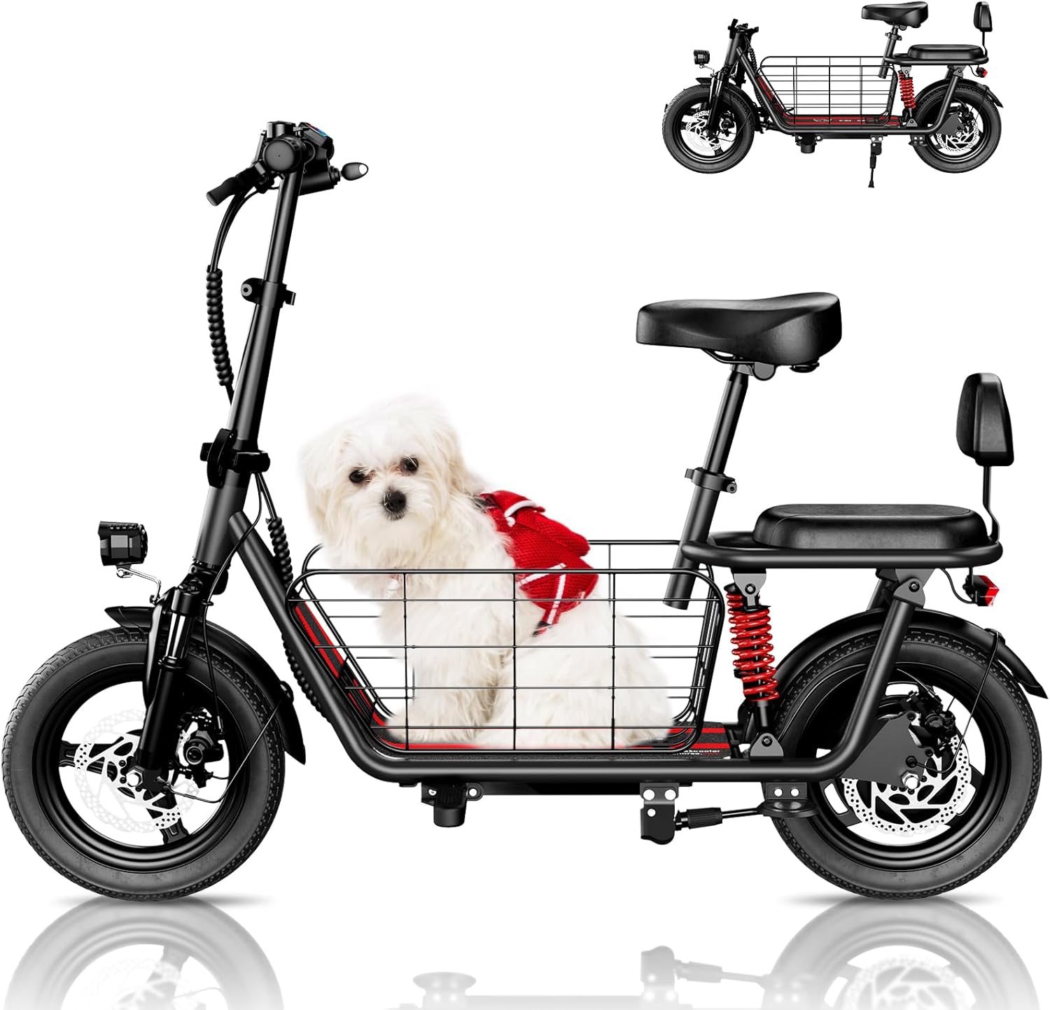 WINDHORSE C3 Adults Electric Scooter with Seat - 14” Tire, 500W Brushless Motor, 3 Speed Modes, Cruise Control, Dual Suspension, 25 Mile Range, 22MPH, Adjustable E-Scooter for Teens with Basket