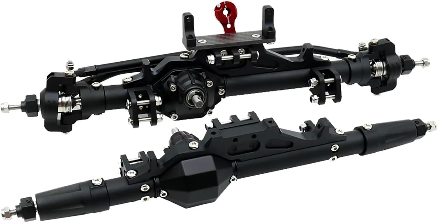 Rc Crawlers Axles For Axial For Wraith 90018 RR10 For Capra 1.9 For UTB 1/10 CNC Aluminum Front Rear Axle With Tie Rod Servo Mount RC Crawler Complete(Black,1set)