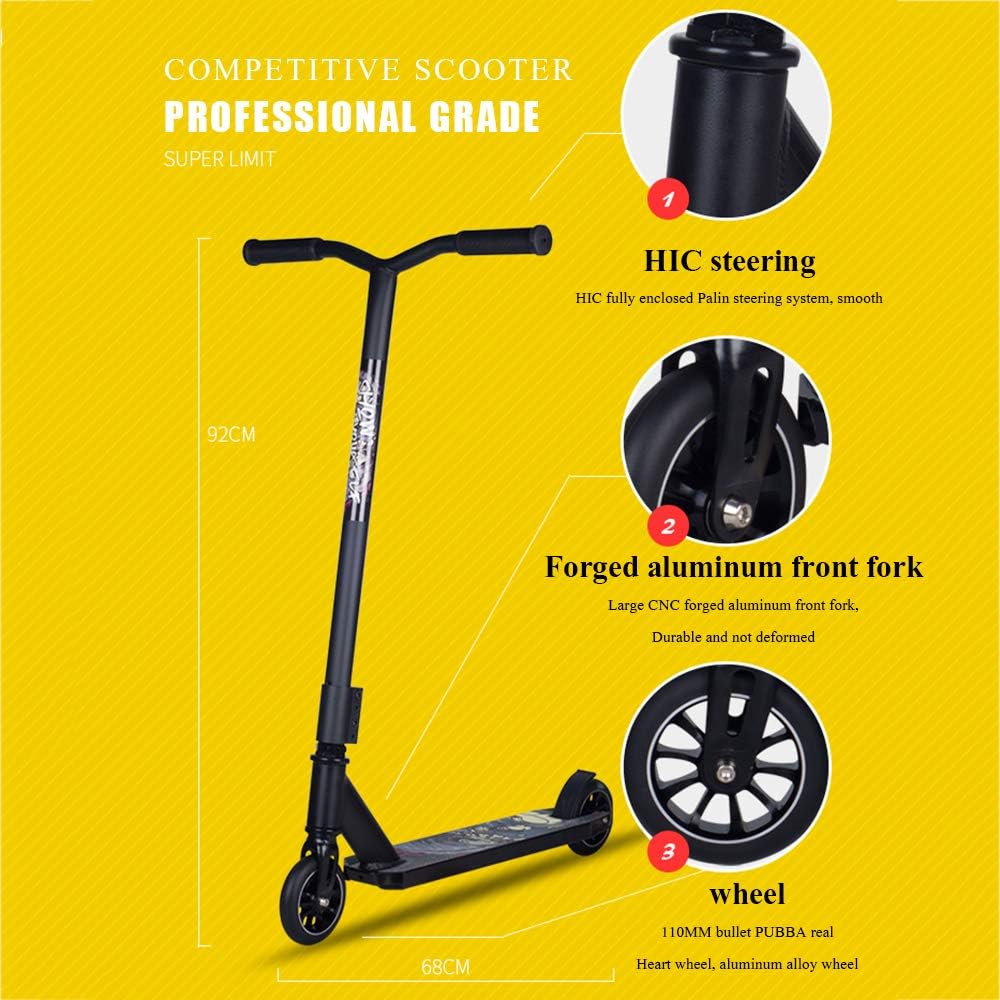 Pro Stunt Scooters for Boys Girls Kids Adult Freestyle Push Kick Surfer Skate Park Brush Street Fun Scooter, Trick Scooter Lightweight Easy to Assemble Max Load 240kg