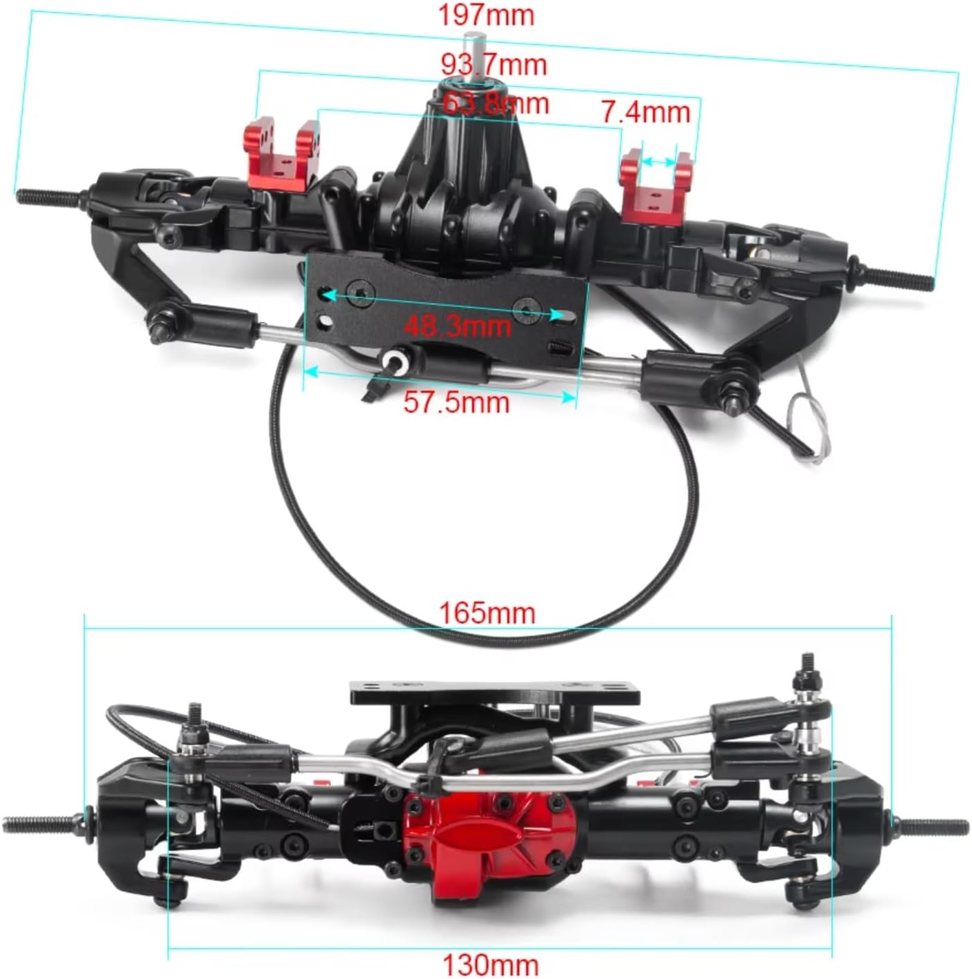 for D90 1/10 Aluminium Alloy Front Rear Axle with Differential Scale RC for Rock Crawler Car Model Accessories Parts RC Car Repair Kit(Front and Rear)