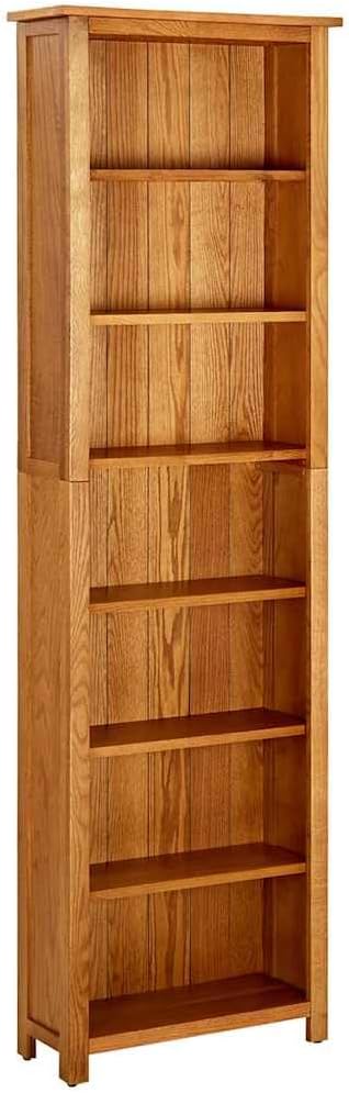 GeoHome 7-Tier Bookcase | Wooden 7-Shelf Bookshelf | Rustic Wood Bookcase for Bedroom Living Room Home Office | Brown Solid Oak Wood and MDF 23.6
