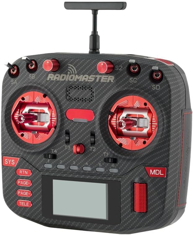 Radiomaster Boxer Max Version with CNC AG01 Hall Gimbals Carbon Fiber 2.4G 16ch Transmitter Remote Control ExpressLRS Mode 2 (Boxer Max Elrs-red with 6200)
