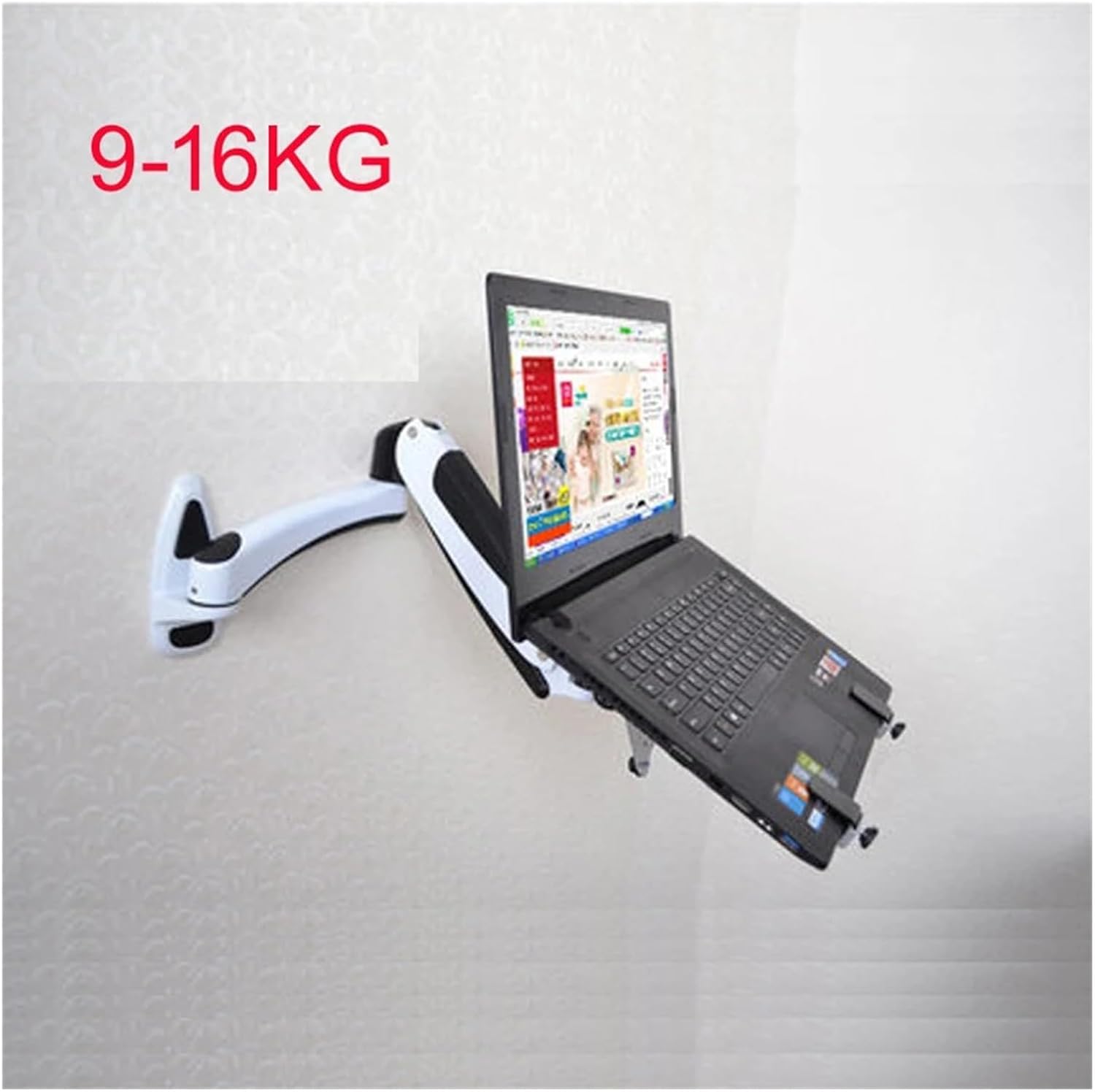 Full Motion Aluminum Gas Spring Dual Arm Laptop Wall Mount Stand Bracket Grommet Hole Clip Notebook Tray
