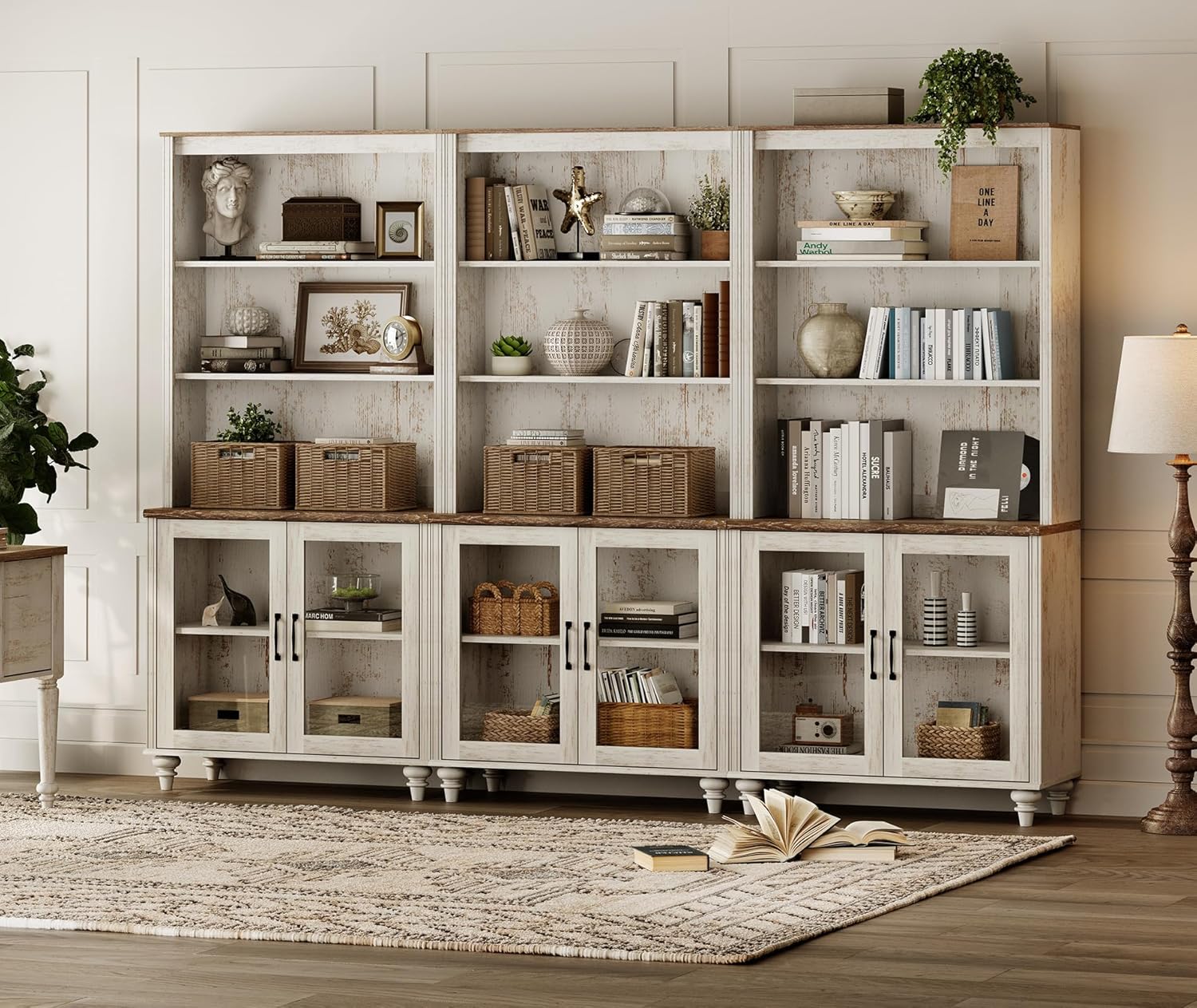 WAMPAT Farmhouse 5 Tier Wooden Bookcase 72