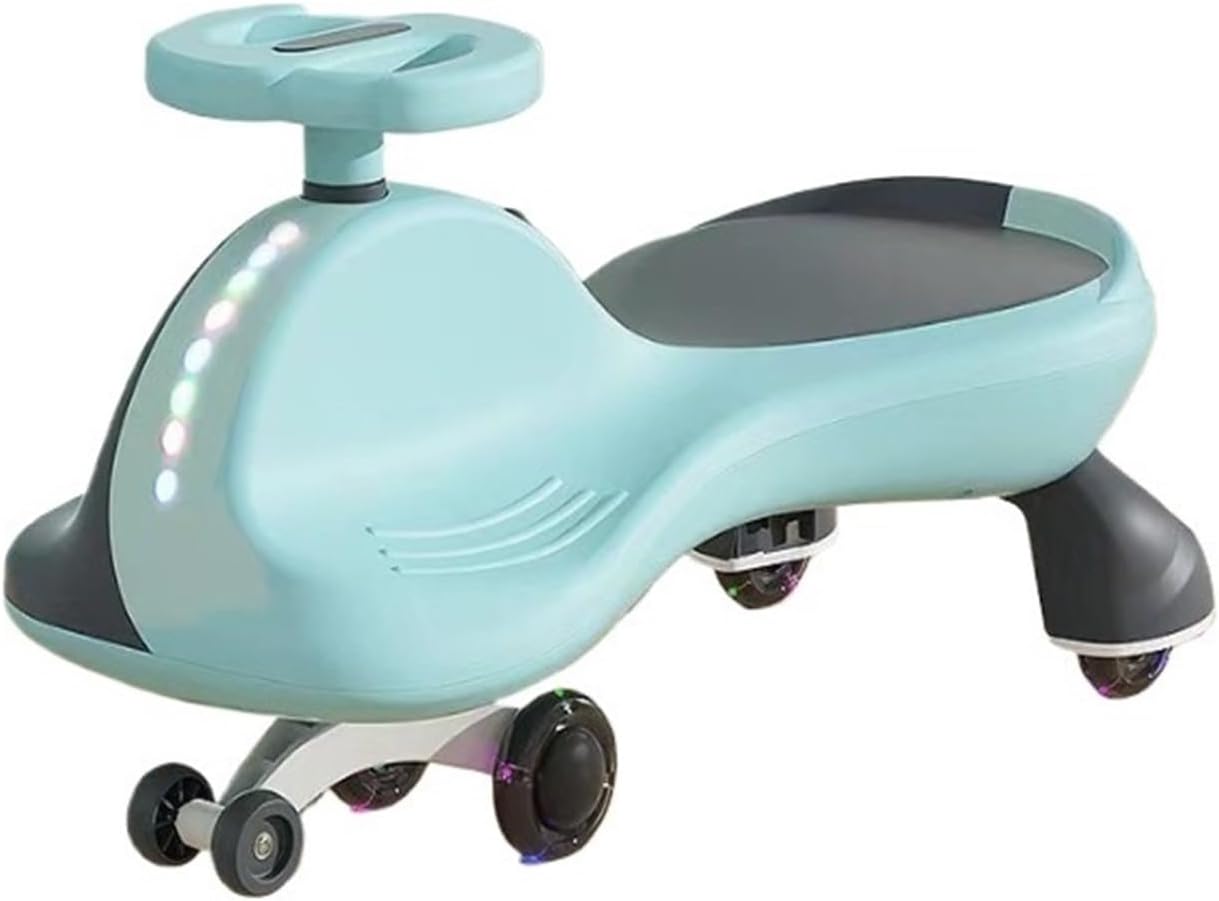 Wiggle Car Toddler Ride on Toys Silent Flashing Wheels Anti-Rollover Toy Set for Indoor Outdoor Play(Blue)
