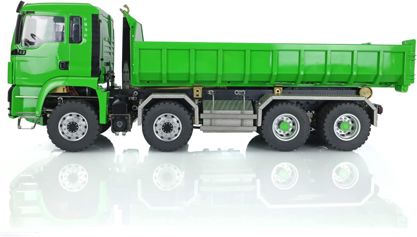 LESU 1/14 8x8 Metal RC Hydraulic Dumper Truck Radio Control Roll On Tipper Cars 2-Speed Transmission 540 Power Motor Lights Sound
