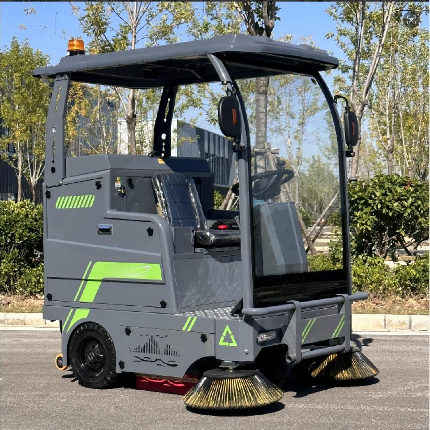 Multifunction Electric Sweeper for Cleaning Streets, Driveways, and Industrial Floors – Vacuum + Brushing Action with 8-Hour Continuous Runtime