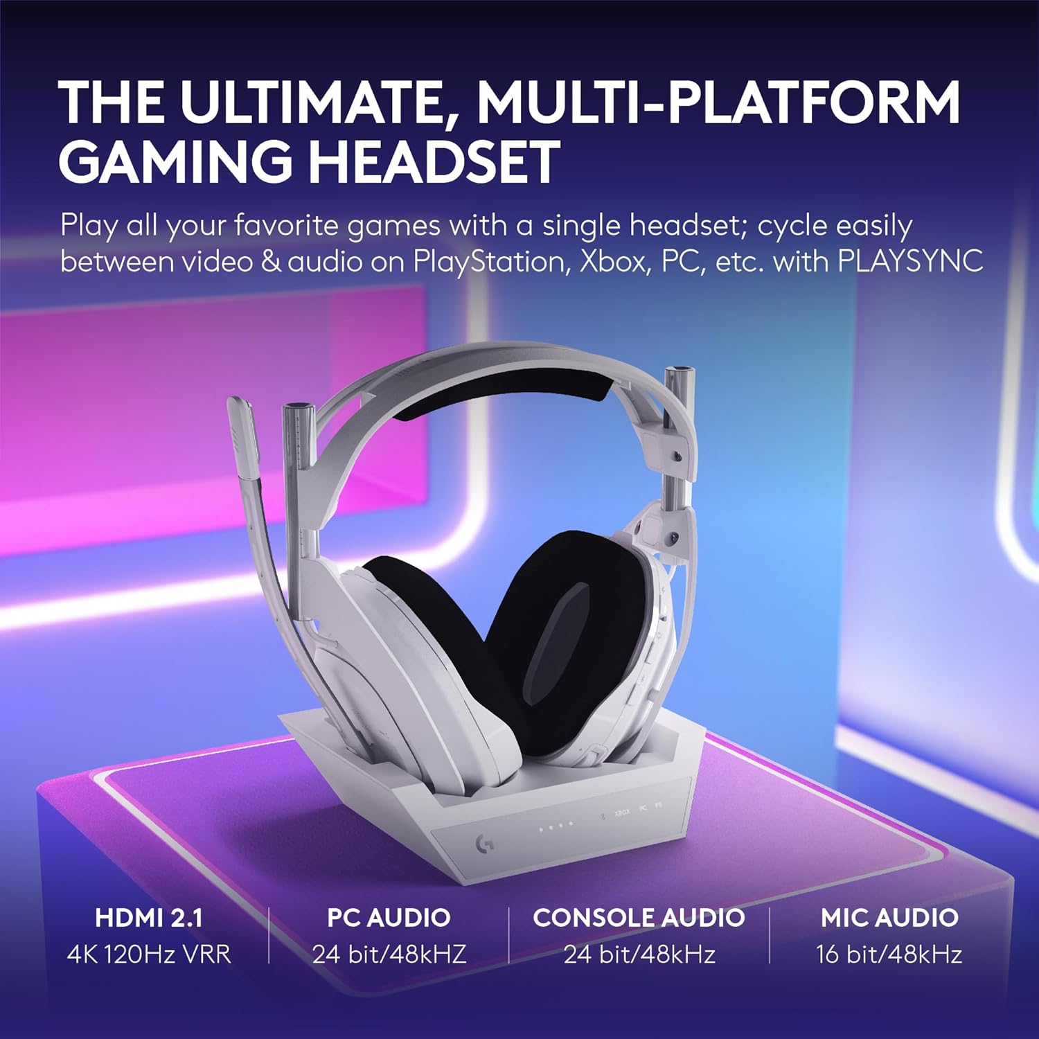 Logitech G Astro A50 X Multi-Platform Wireless Gaming Headset + Base Station for PS5/Xbox/PC: PLAYSYNC Video & Audio Switcher, HDMI 2.1 4K 120Hz VRR,