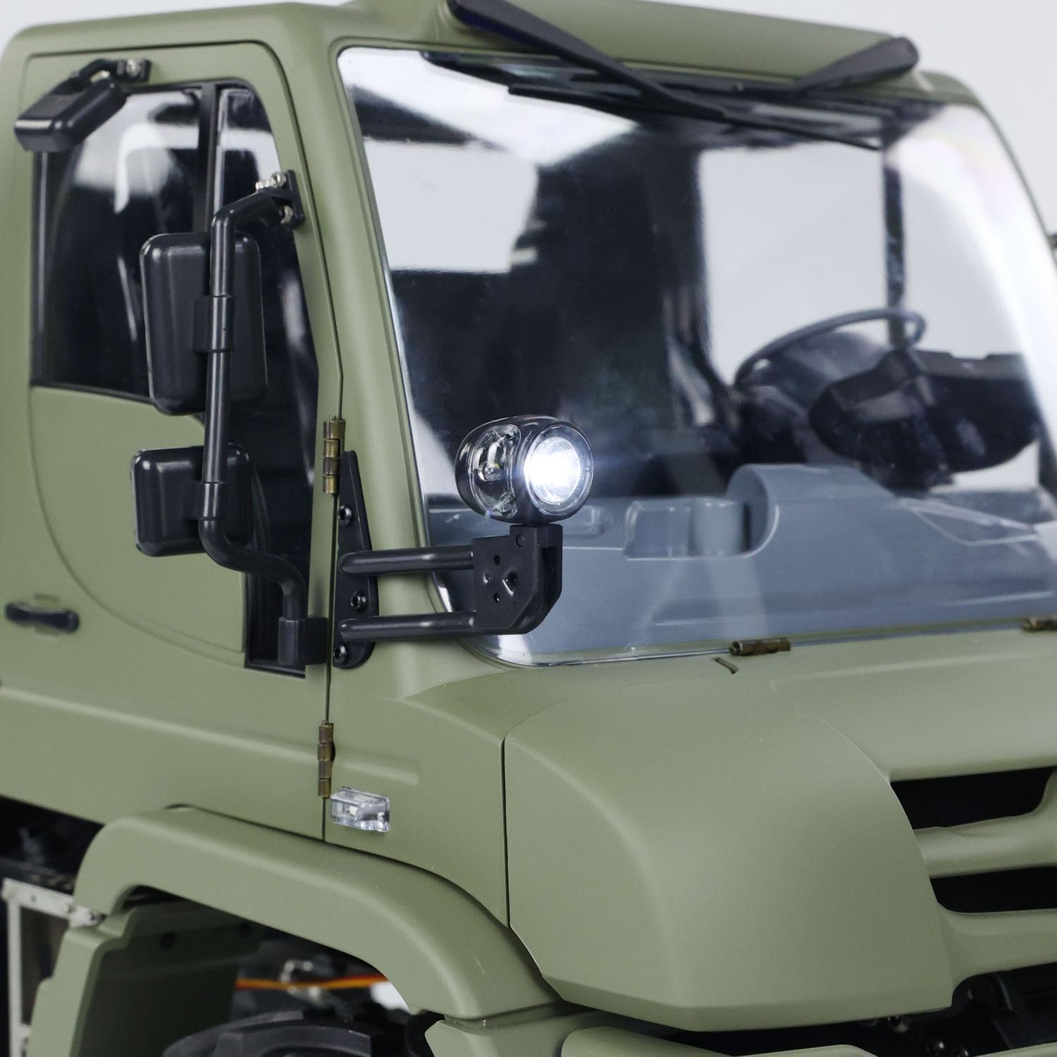 1/10 Metal Bucket RC Off-Road Vehicles U423 4x4 Remote Control Crawler Car Model 2-Speed Transmission Differential-Lock Axles Light Sound Hobby Grade Model(Matte Military Green)